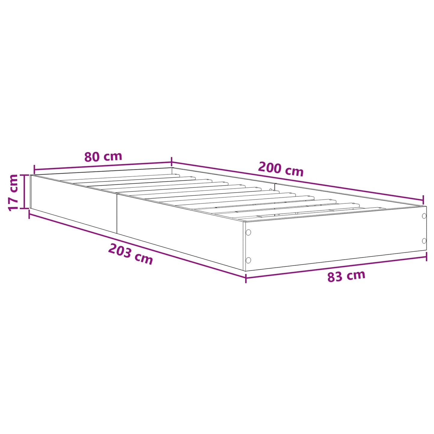 Floor Bed Frame Smoked Oak 80 x 200 cm Engineered Wood