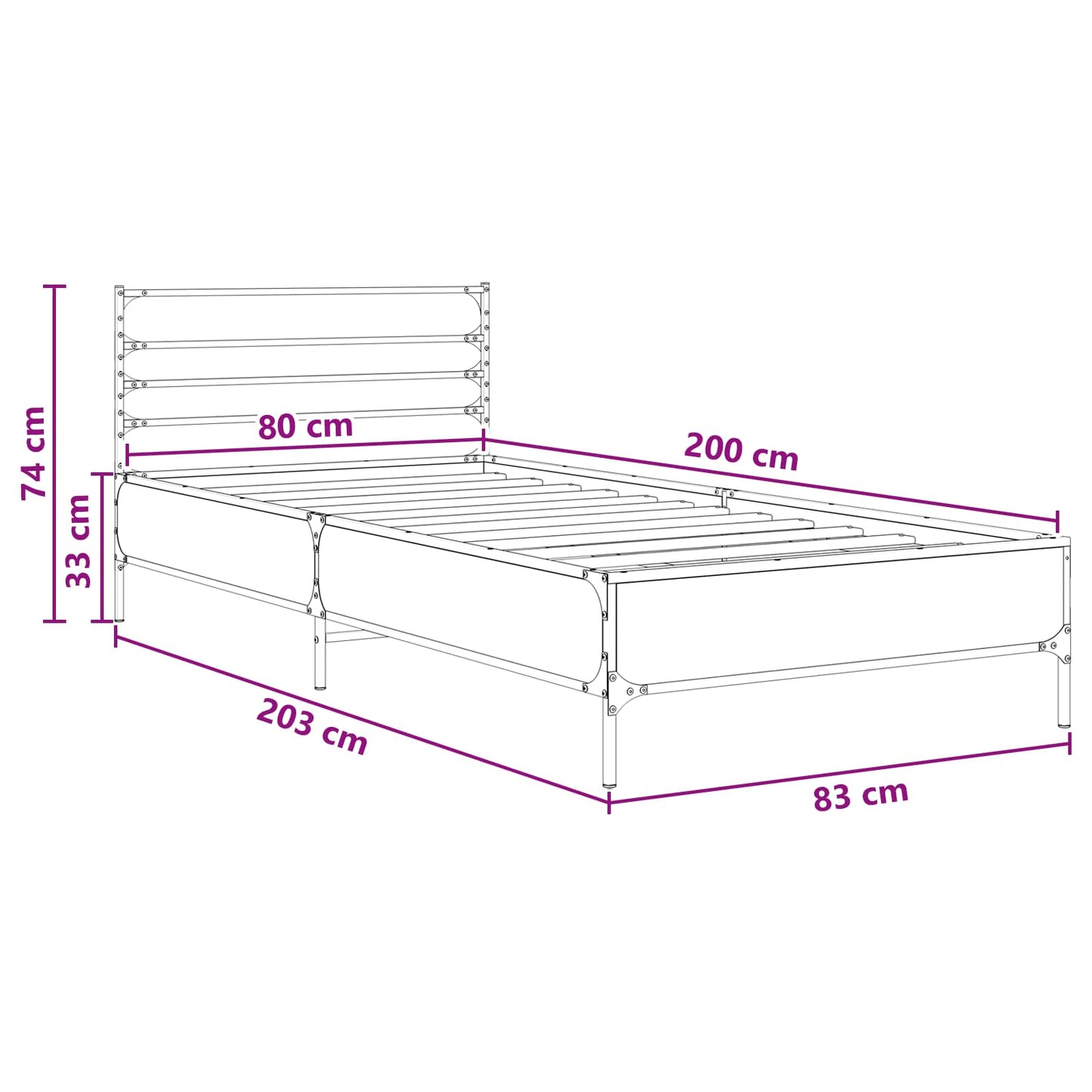 Bed Frame Old Wood 80 x 200 cm Engineered Wood