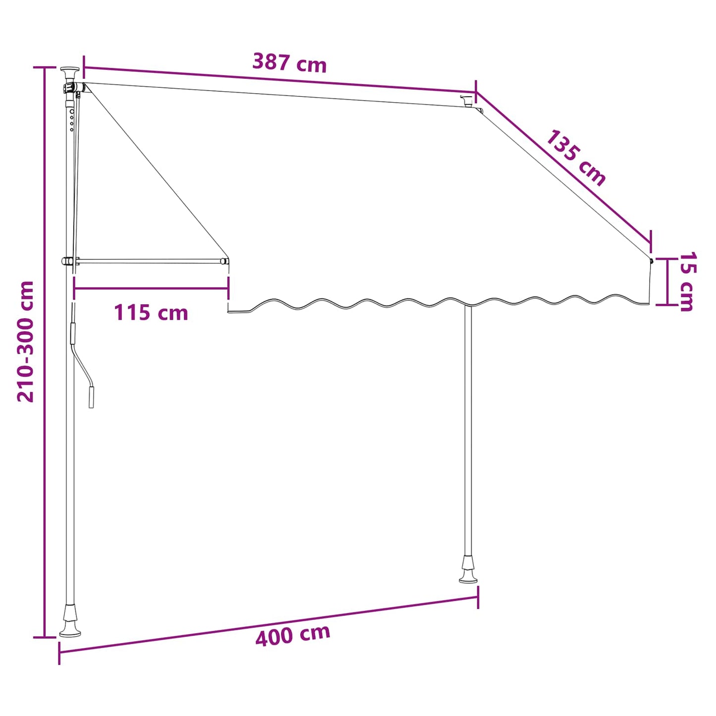 Manual Retractable Awning Beige 400 cm