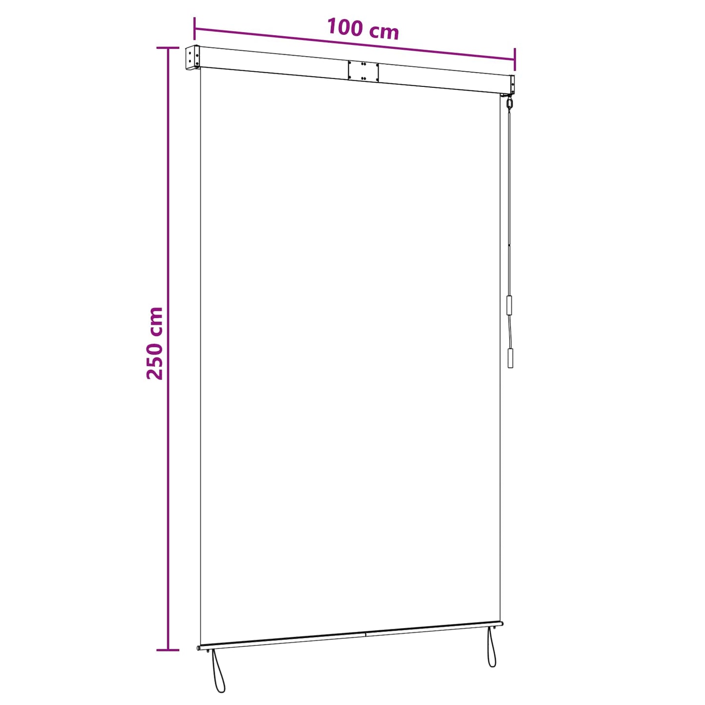 Roller Blind Brown 100 x 250 cm Fabric and Aluminum
