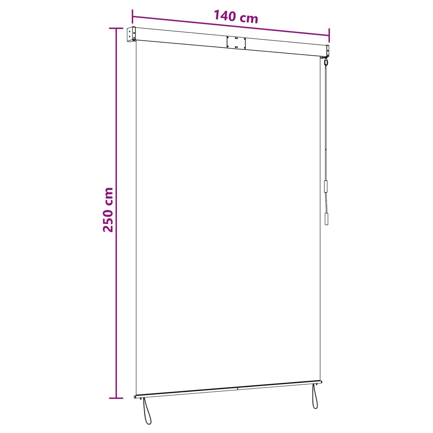 Roller Blind Light Grey 140 x 250 cm Fabric and Aluminum