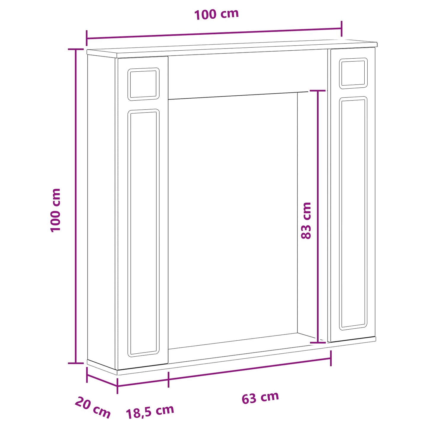 Fireplace Surround Old Wood 100 x 20 x 100 cm Engineered Wood