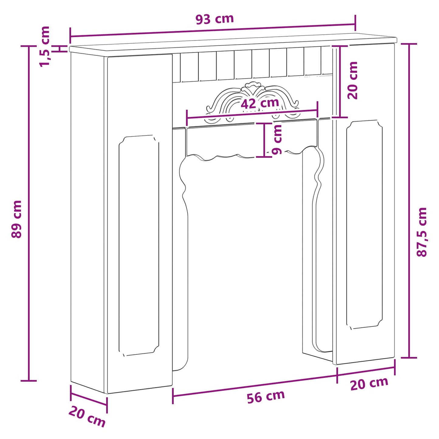 Fireplace Surround Old Wood 93 x 20 x 89 cm Engineered Wood