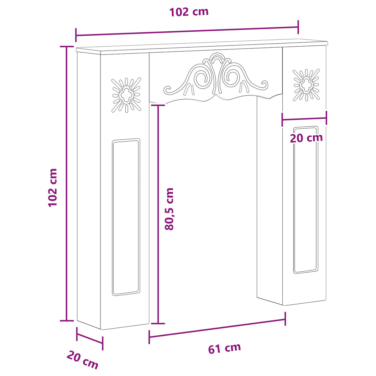 Fireplace Surround Old Wood 102 x 20 x 102 cm Engineered Wood