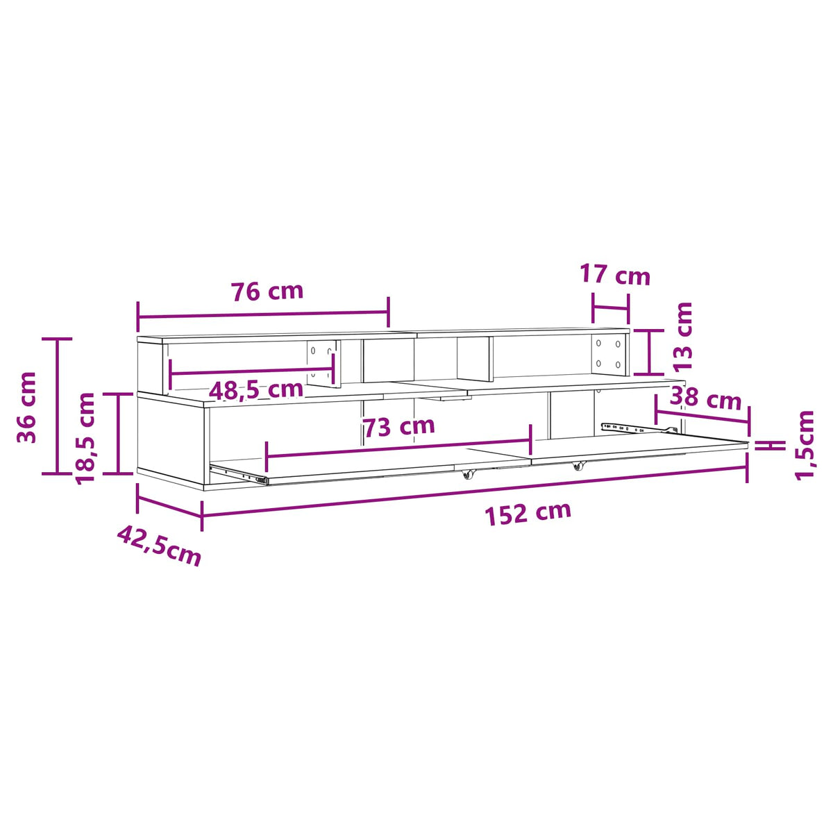 Studio Desk Old Wood 152 x 42.5 x 36 cm Engineered Wood