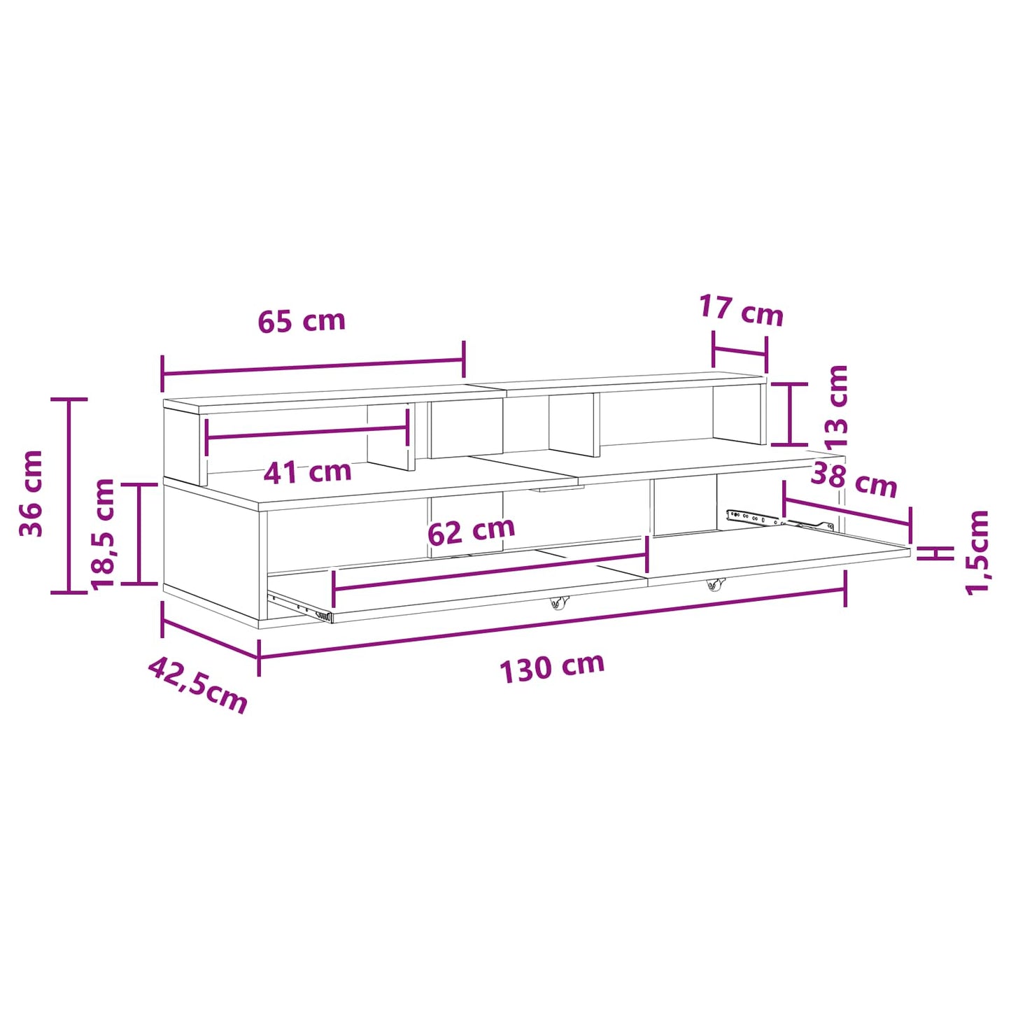 Studio Desk Old Wood 130 x 42.5 x 36 cm Engineered Wood