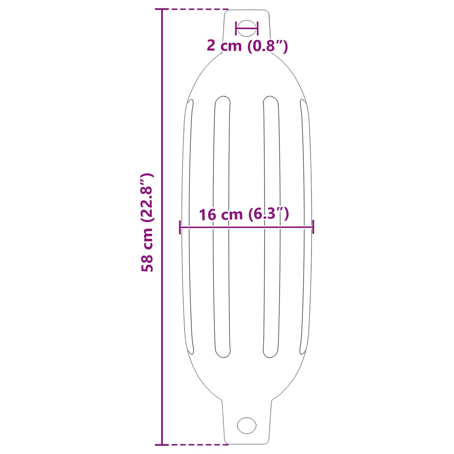 Boat Fenders 2 pcs Ø 16 x 58 cm Black PVC