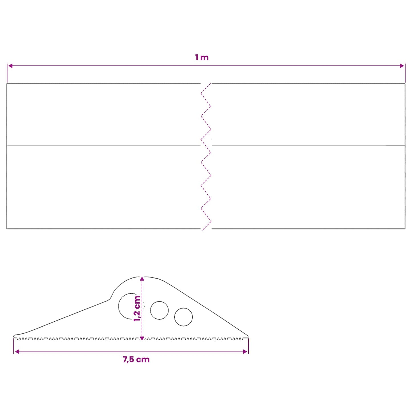 Garage Floor Seal Black 75 x 12 mm 1 m EPDM Rubber