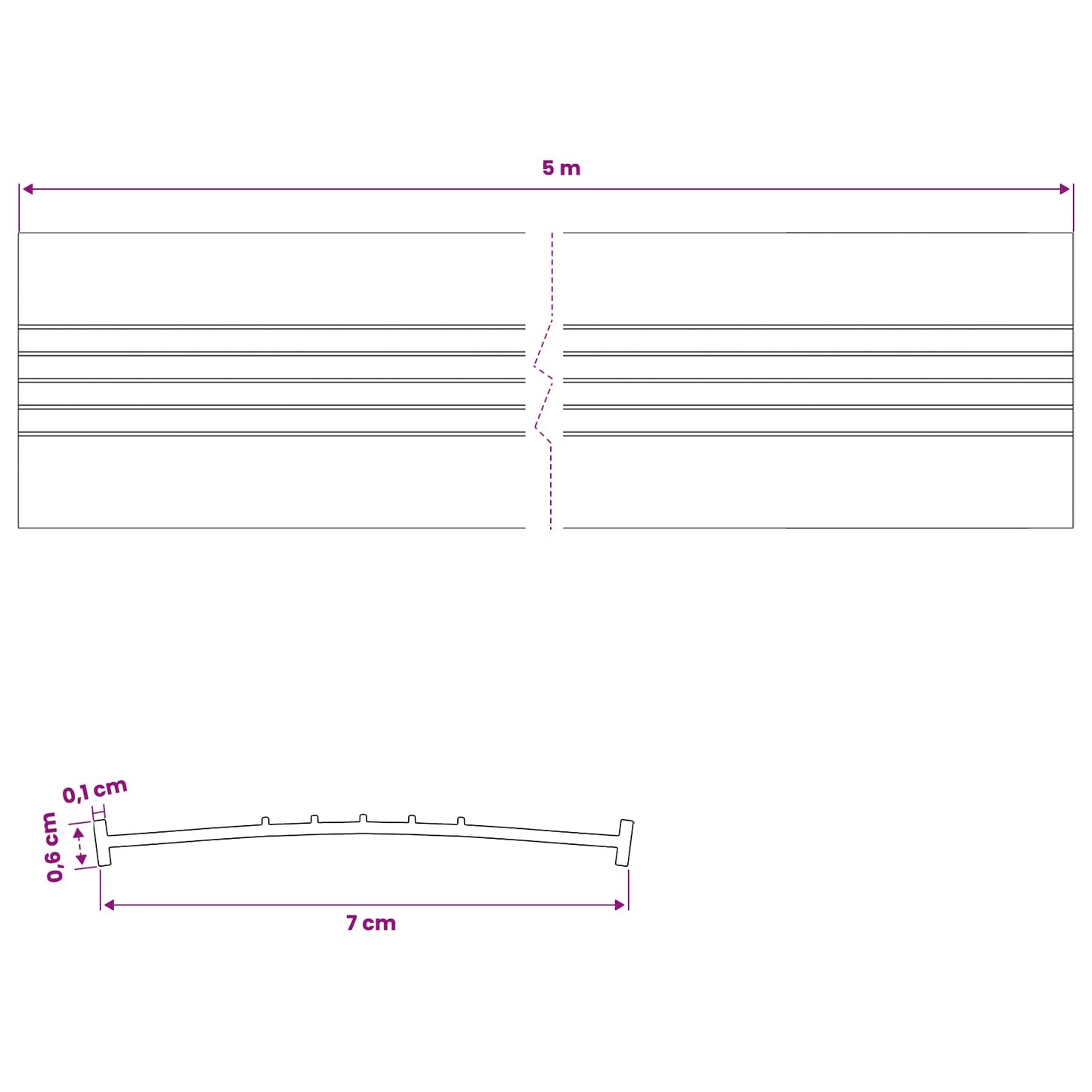 Garage Door Seal Black 70 x 6 mm 5 m PVC
