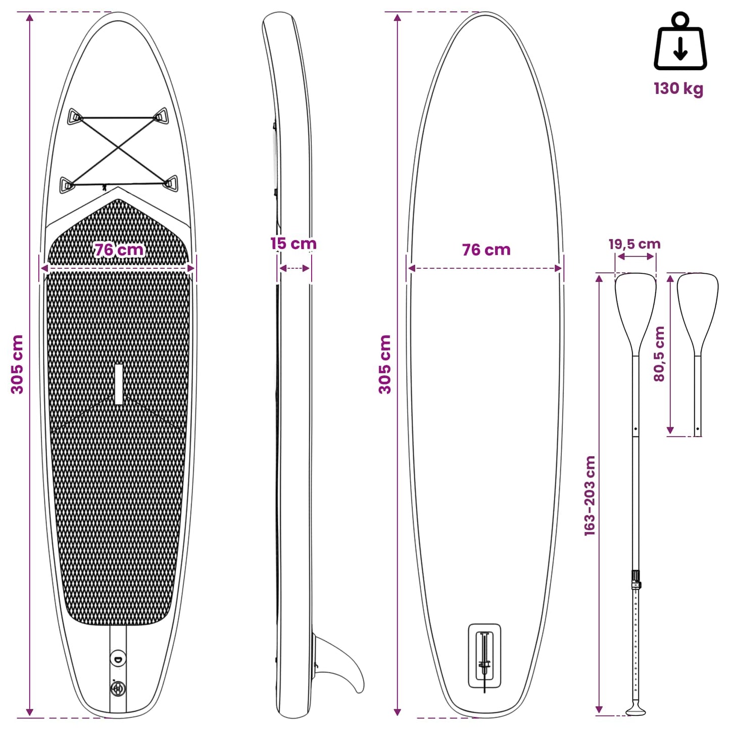 SUP Board with Seat 2-in-1 POSEIDON 305 x 76 x 15 cm Green for