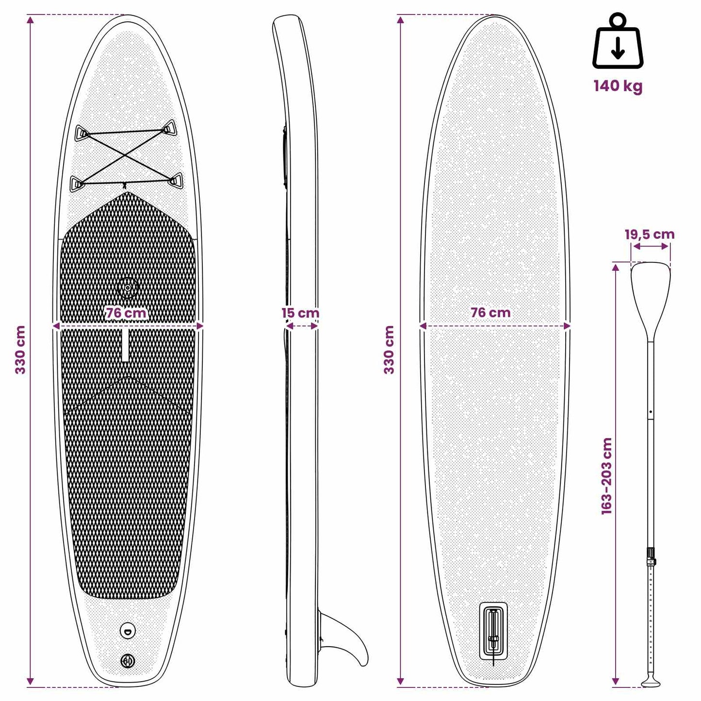 Inflatable SUP Board with Sail APEX 330 x 76 x 15 cm Blue for
