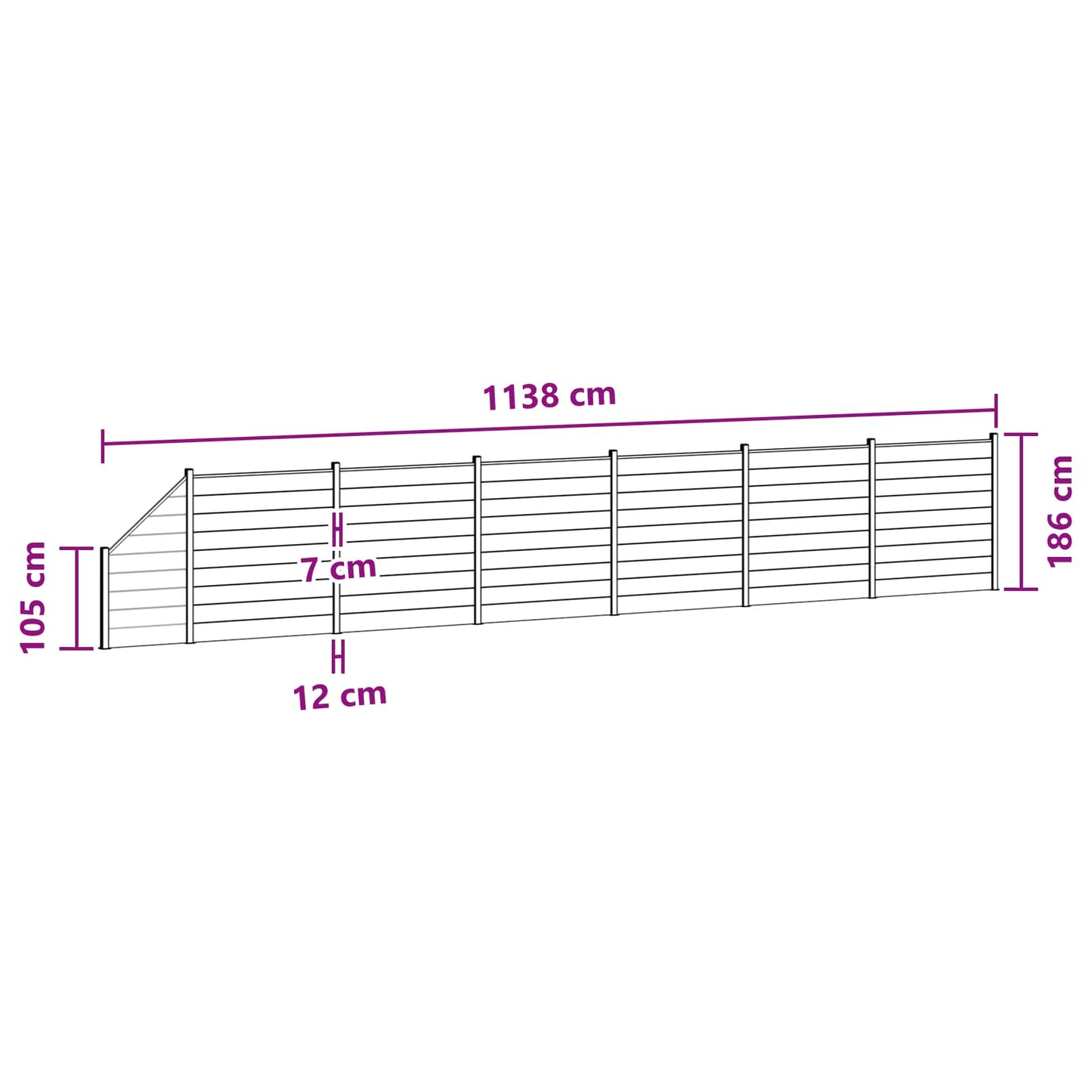 Fence Panel 7 pcs WPC and Aluminium Brown