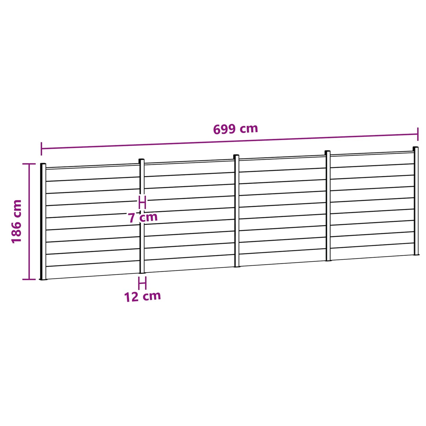 Fence Panel 4 pcs WPC and Aluminium Black