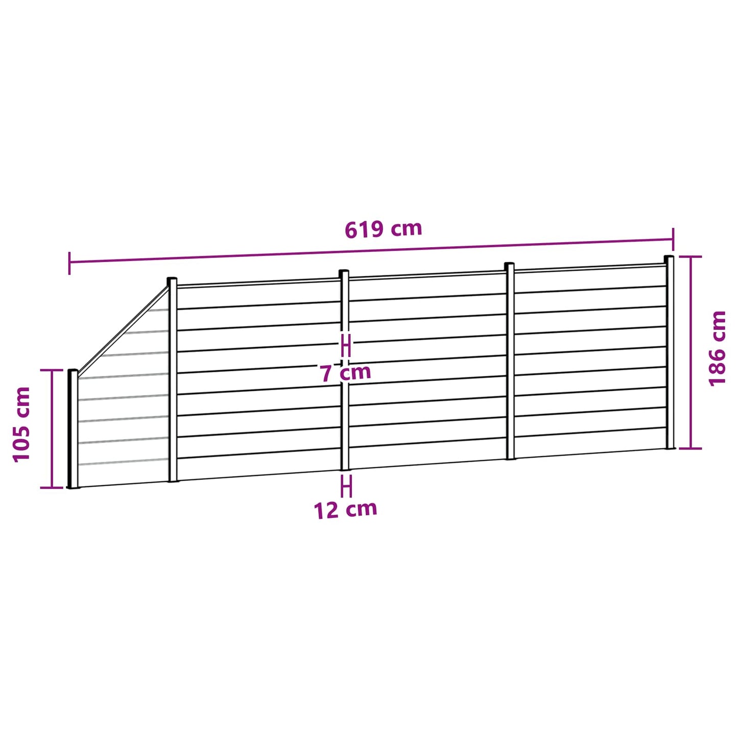 Fence Panel 4 pcs WPC and Aluminium Black