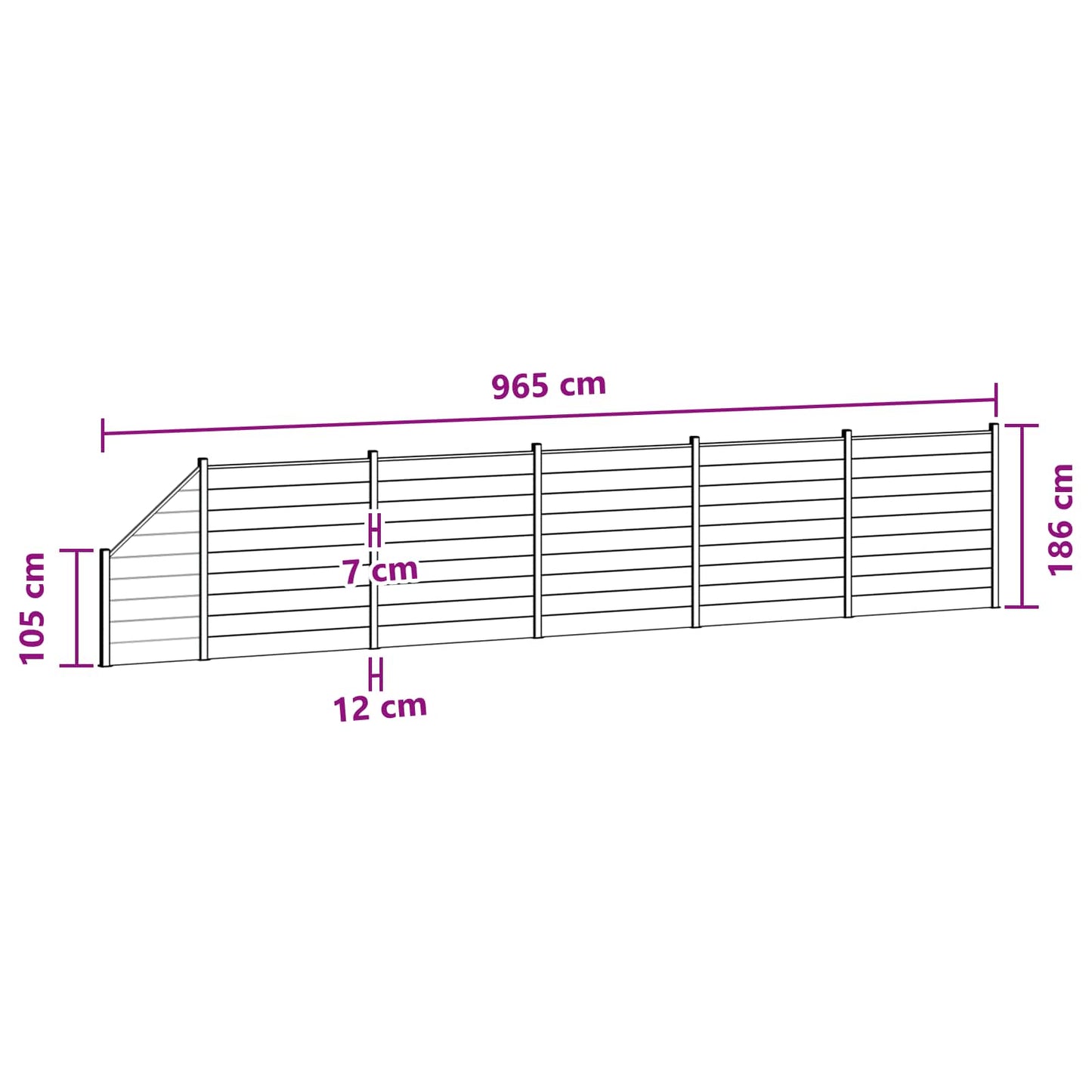 Fence Panel 6 pcs WPC and Aluminium Black