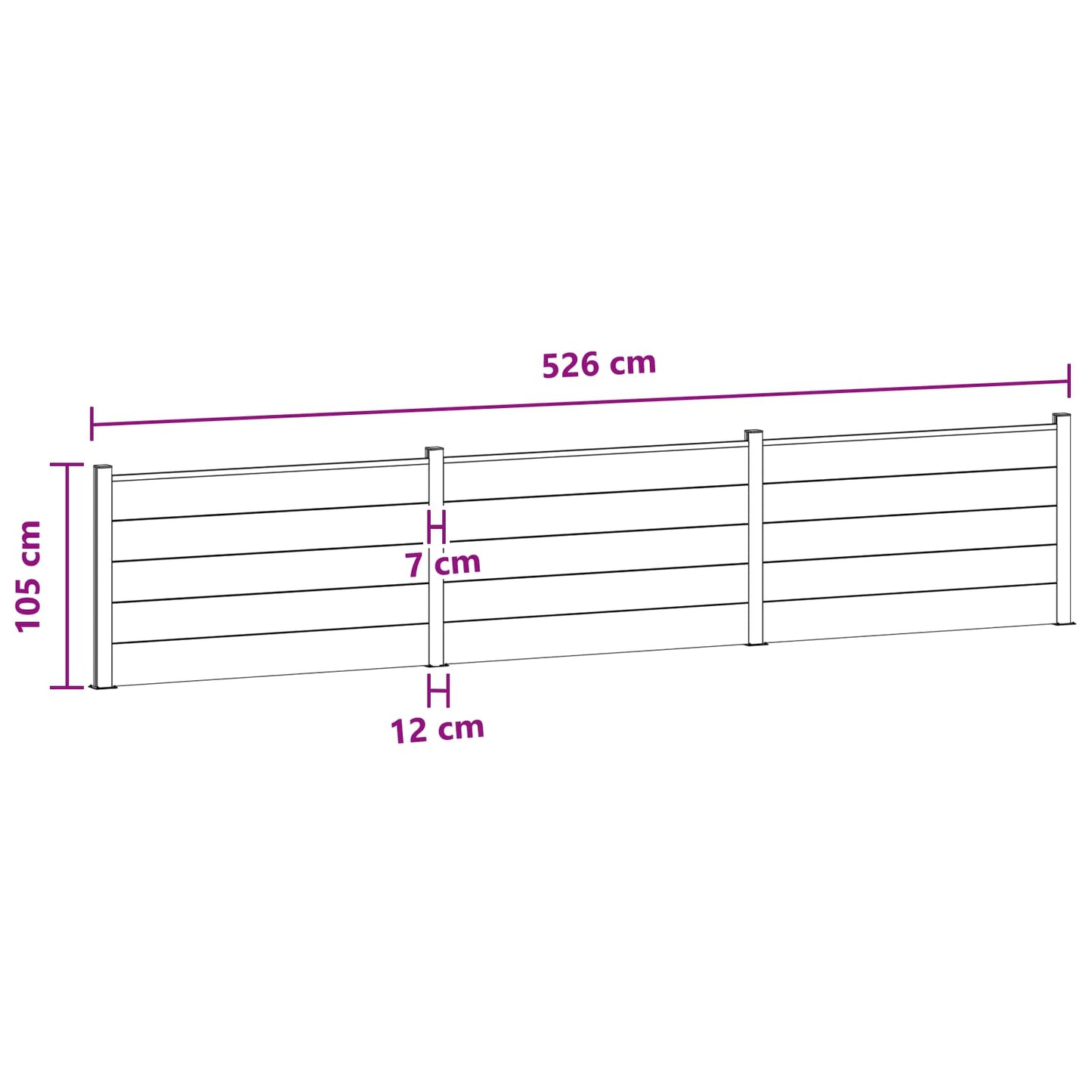 Fence Panel 3 pcs WPC and Aluminium Black