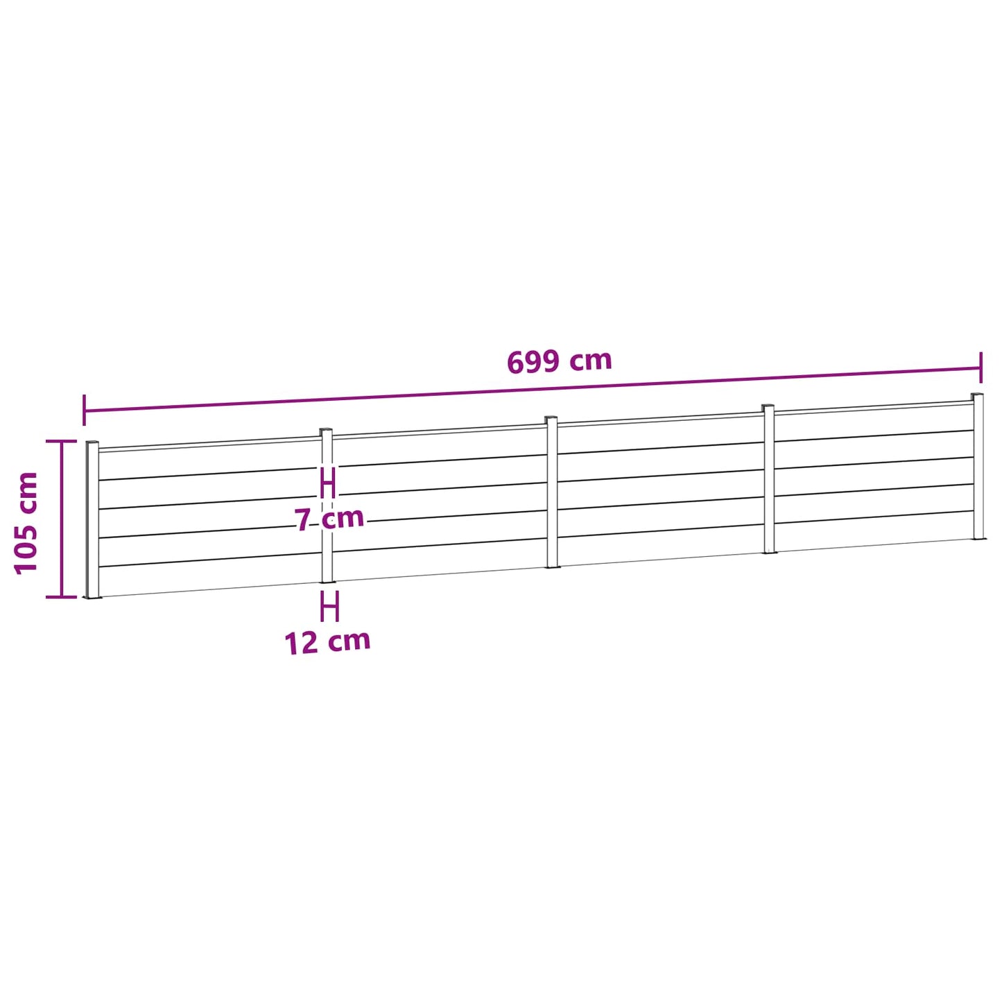 Fence Panel 4 pcs WPC and Aluminium Black