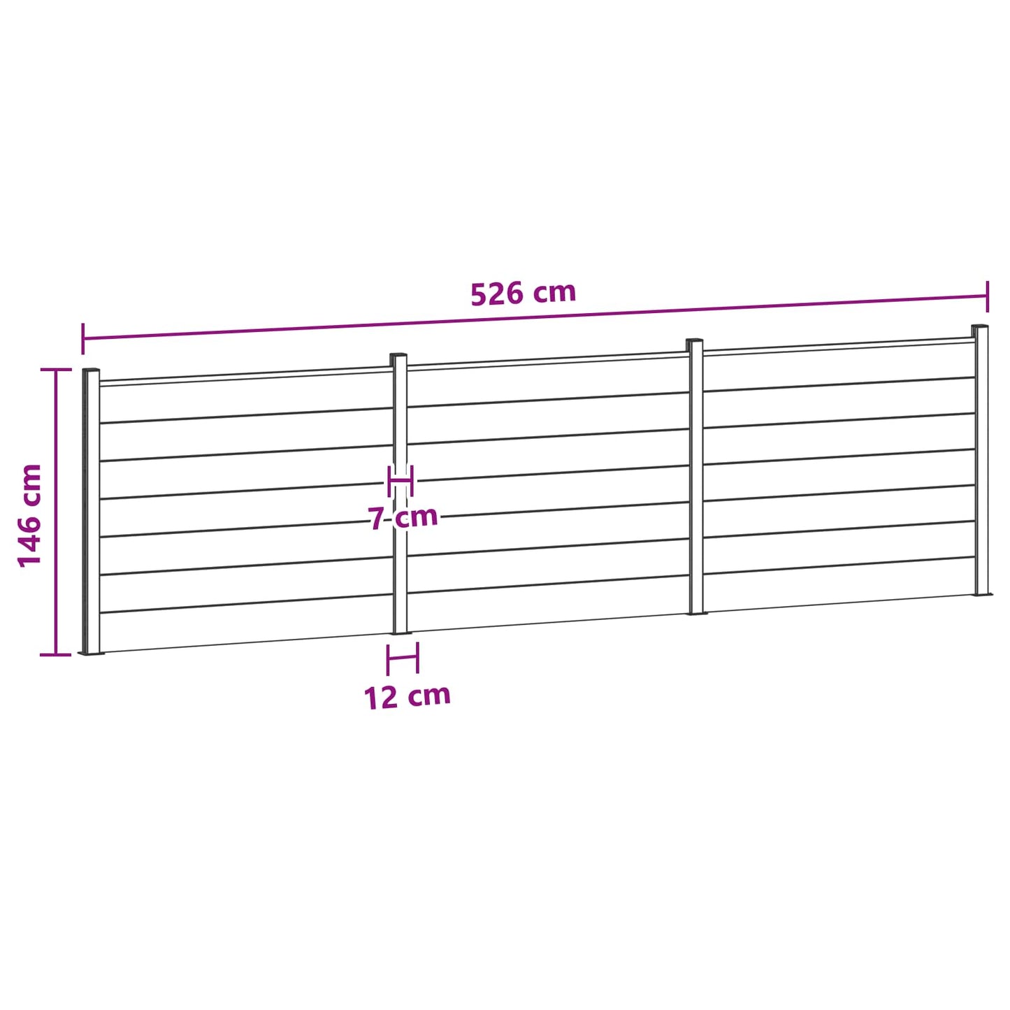 Fence Panel 3 pcs WPC and Aluminium Brown
