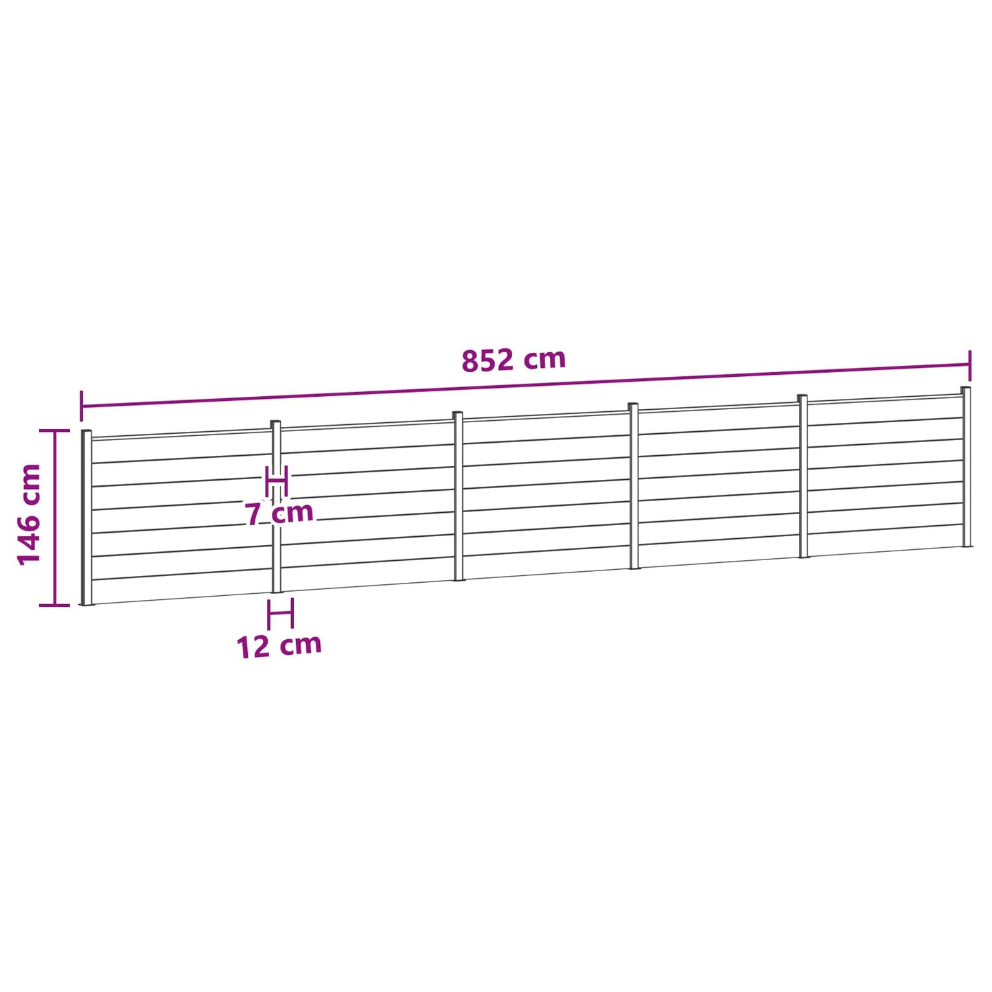 Fence Panel 5 pcs WPC and Aluminium Brown