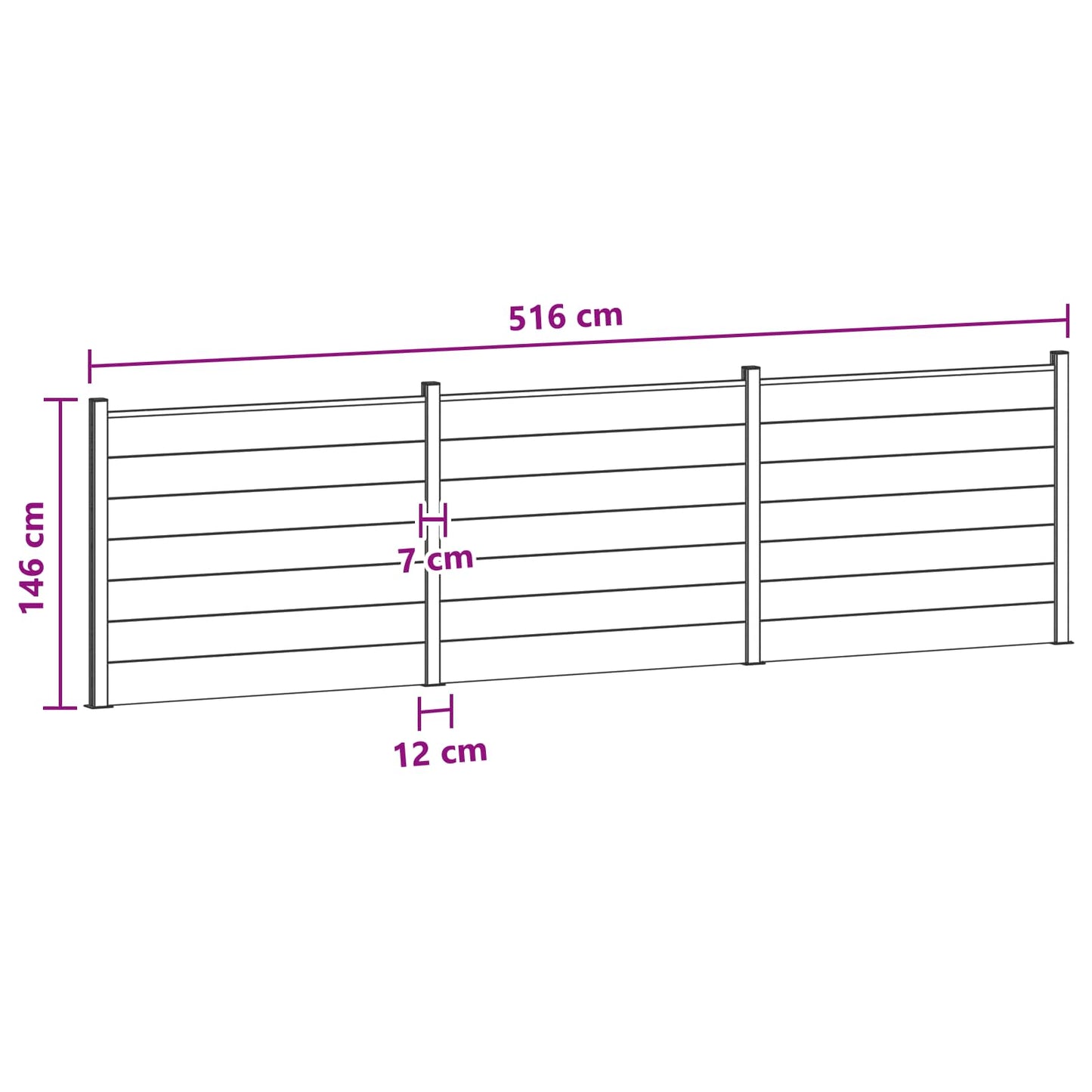 Fence Panel 3 pcs WPC and Aluminium Black