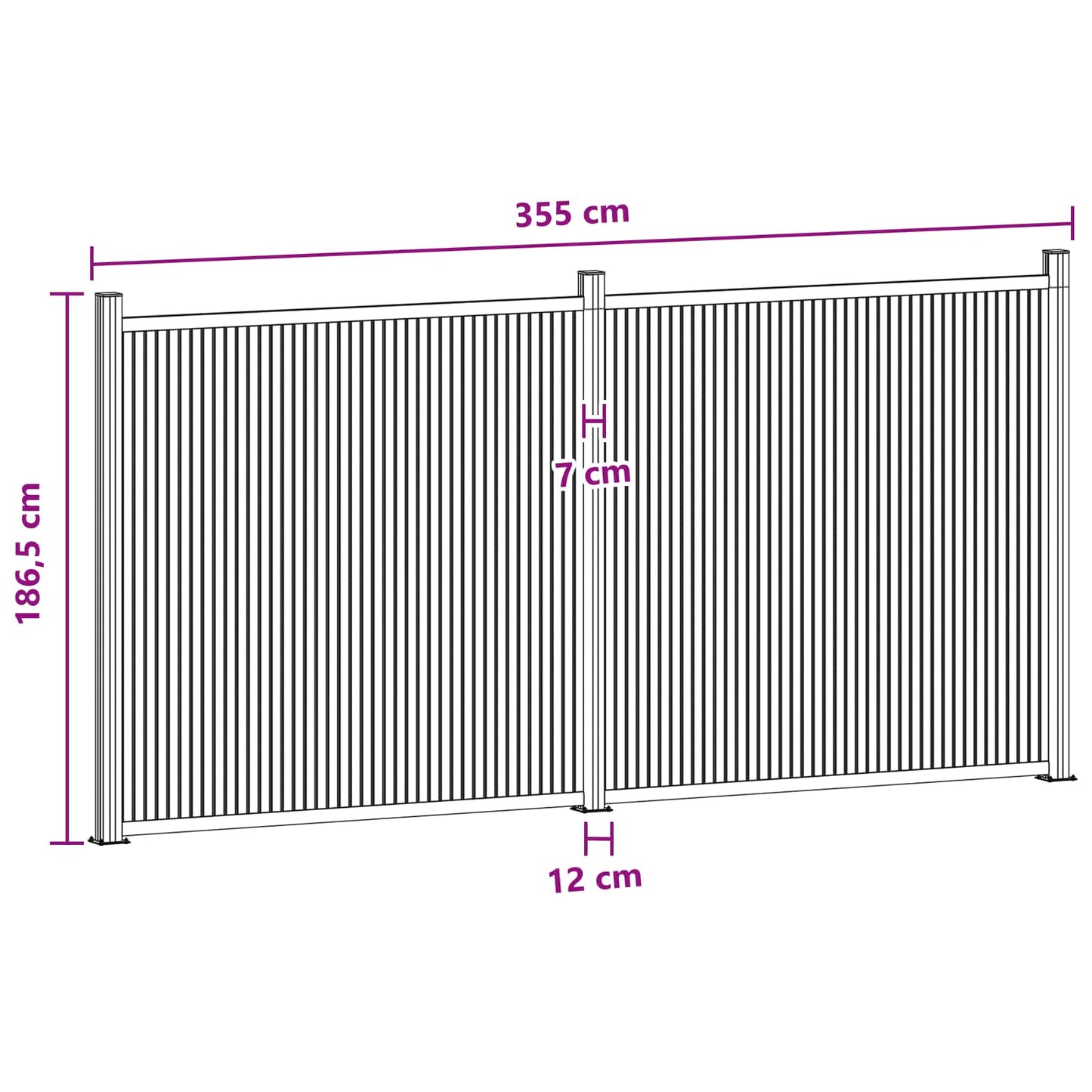Fence Panel 2 pcs WPC and Aluminium Black