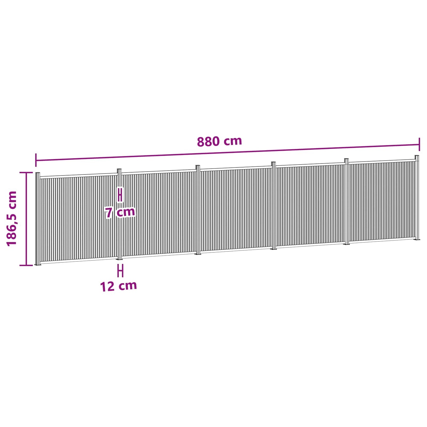 Fence Panel 5 pcs WPC and Aluminium Black