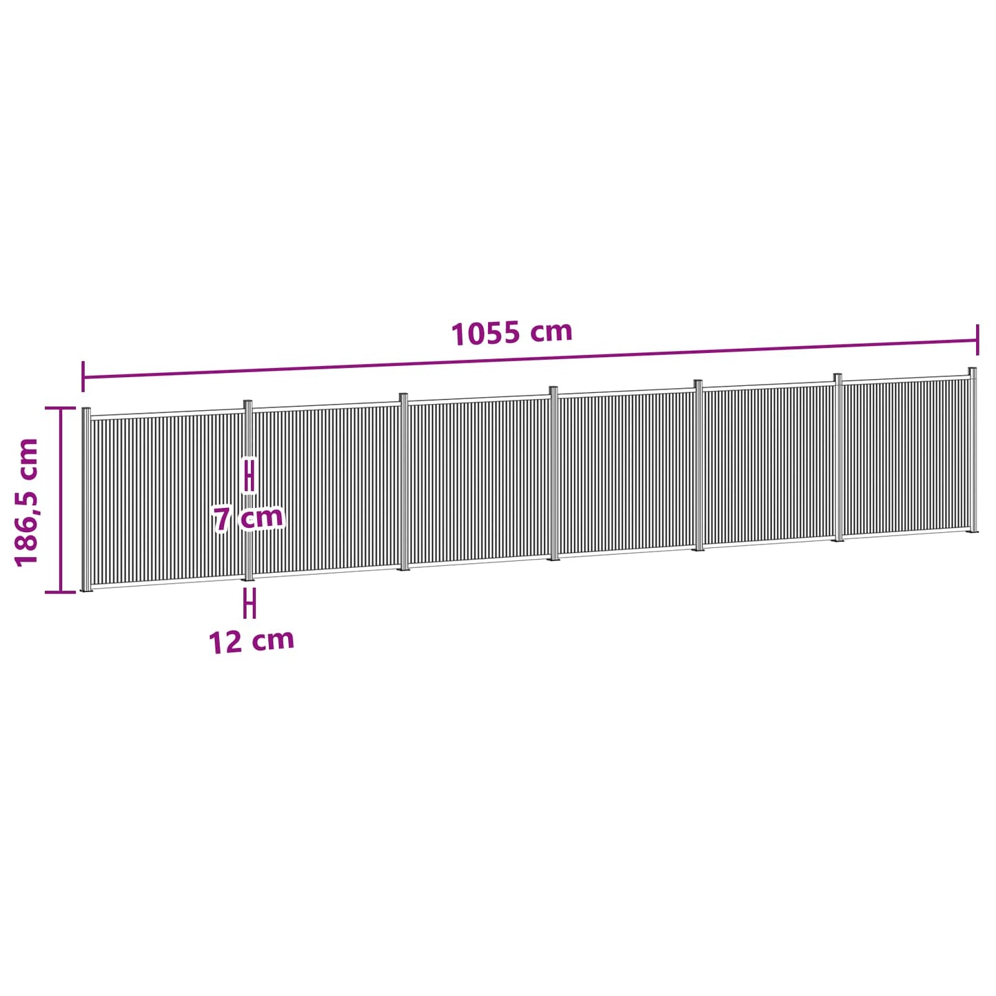 Fence Panel 6 pcs WPC and Aluminium Black