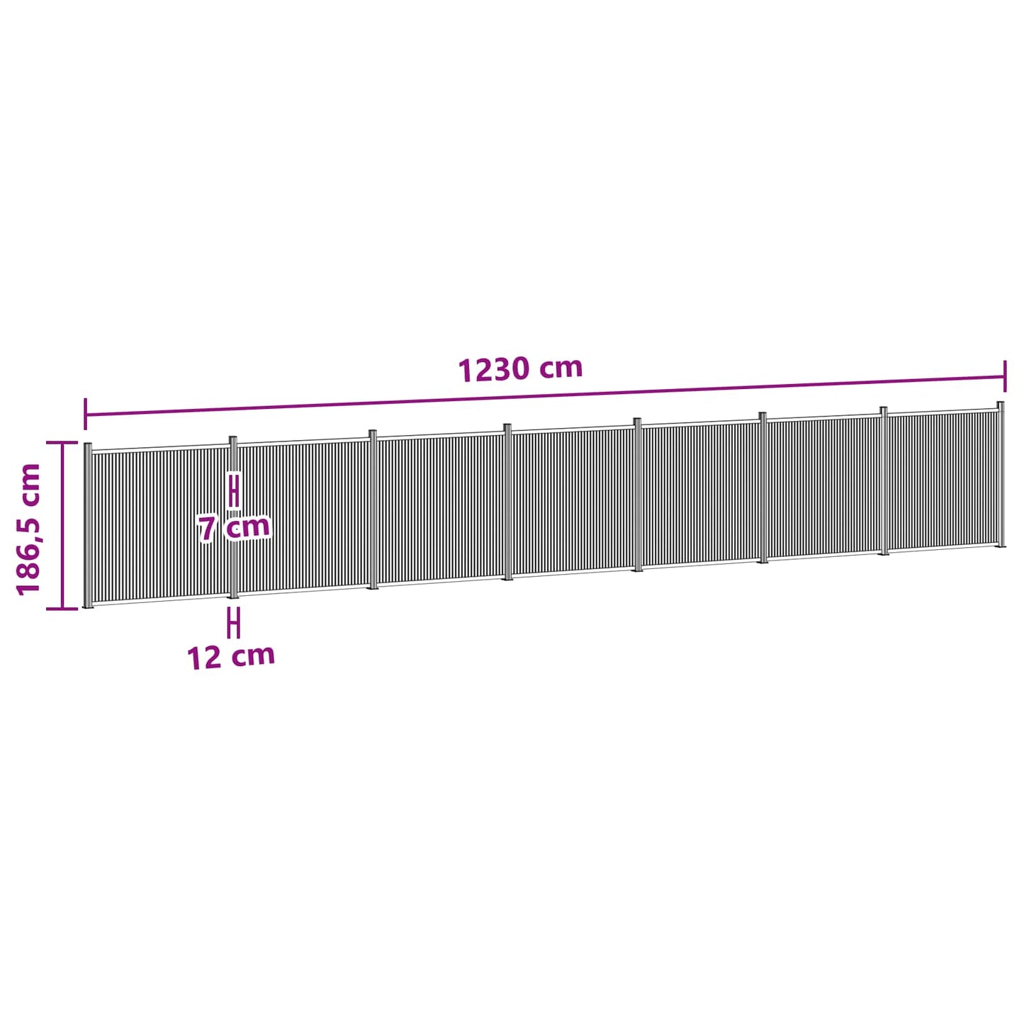 Fence Panel 7 pcs WPC and Aluminium Black