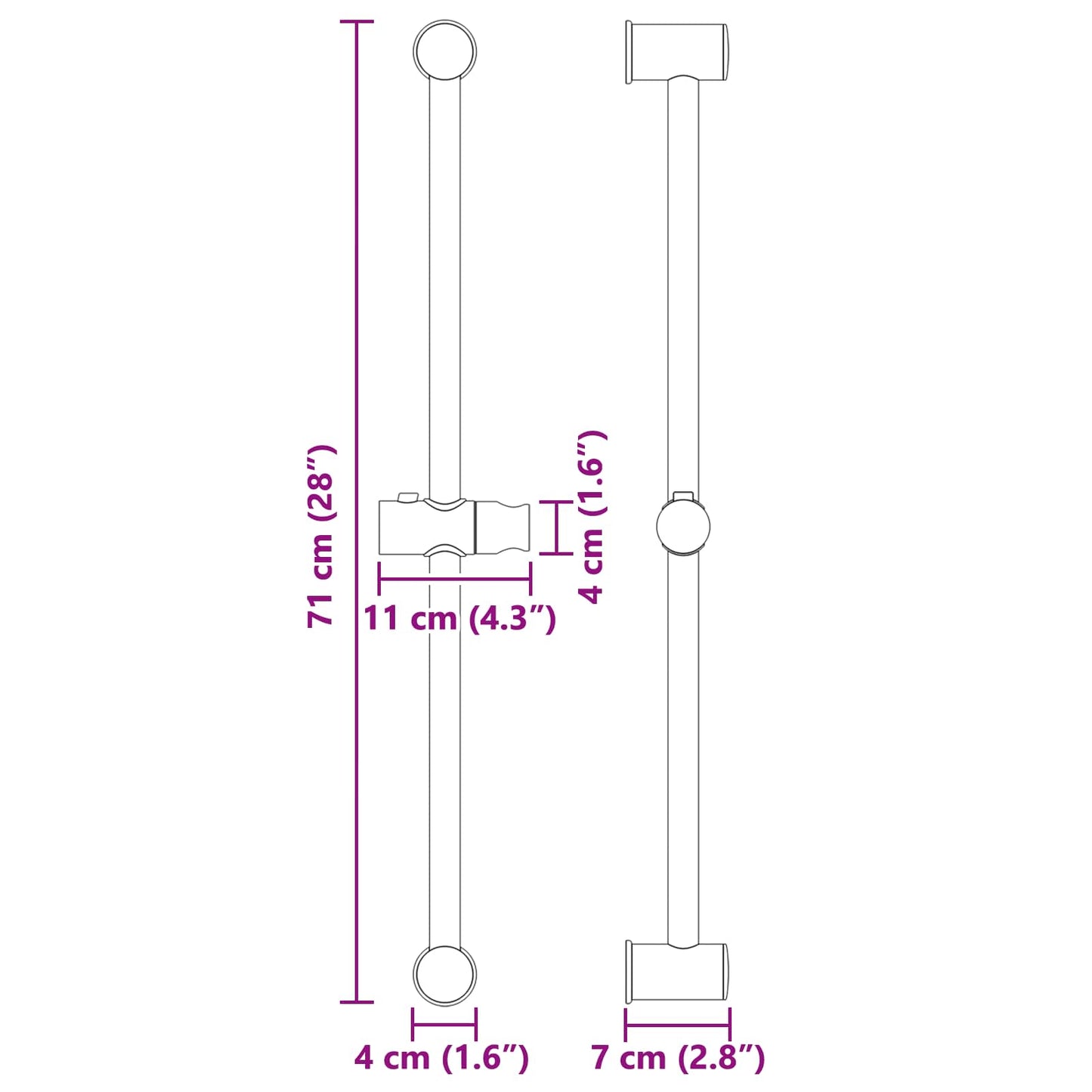 Shower Head Holder Chrome 71 cm Stainless Steel