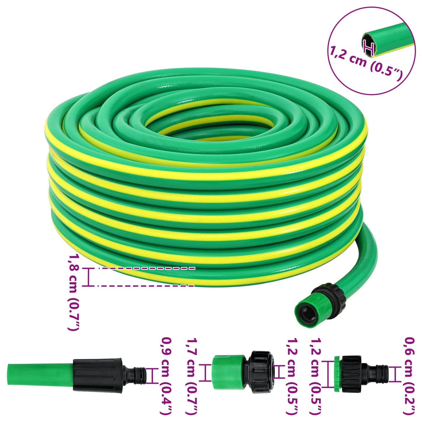 Garden Hose 5-Ply Green and Yellow 1 / 2'' 10 m PVC