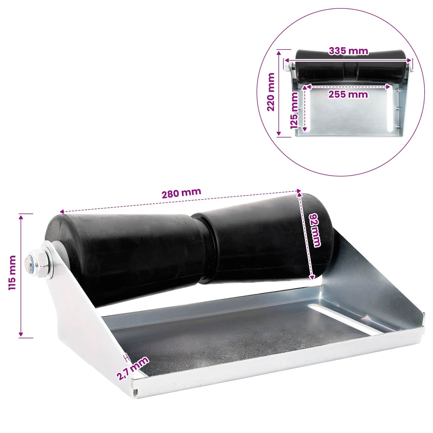 Boat Trailer Roller with Bracket 30.5 cm Galvanised Steel