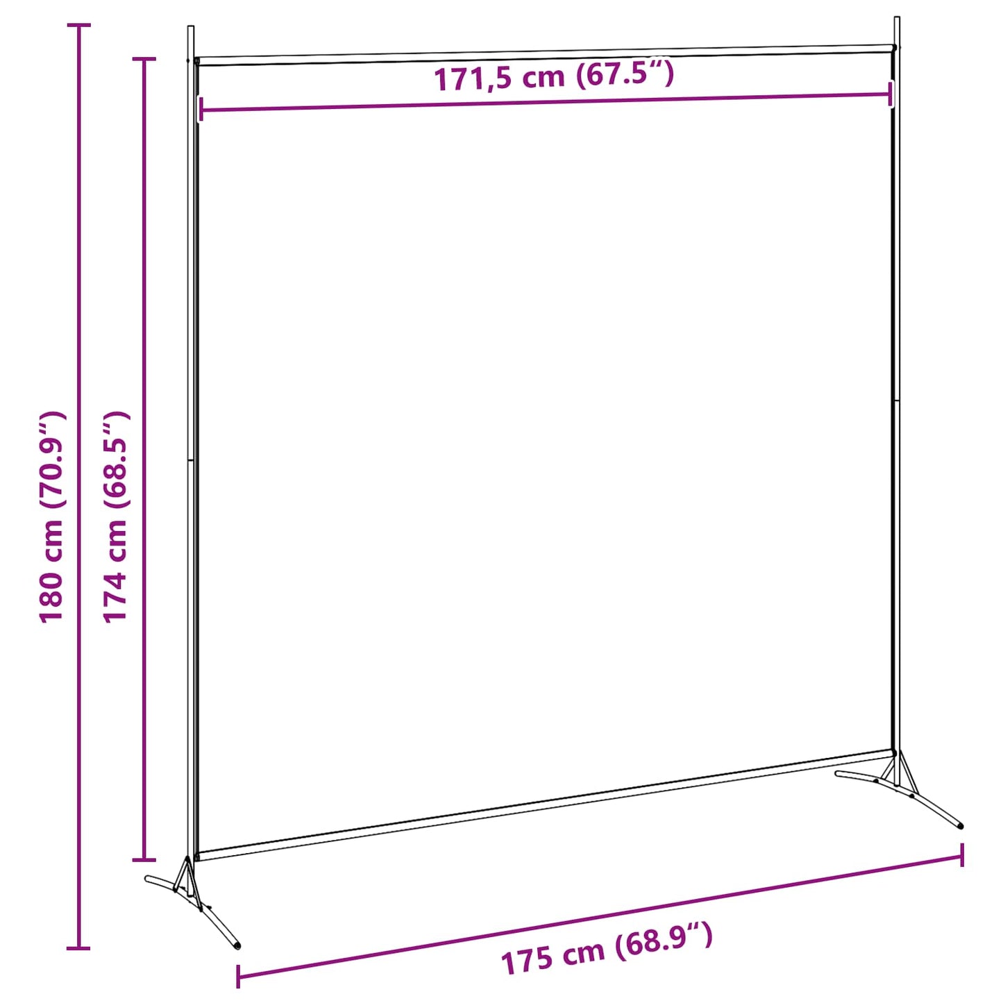 Single Panel Room Divider Beige 175 x 180 cm Fabric