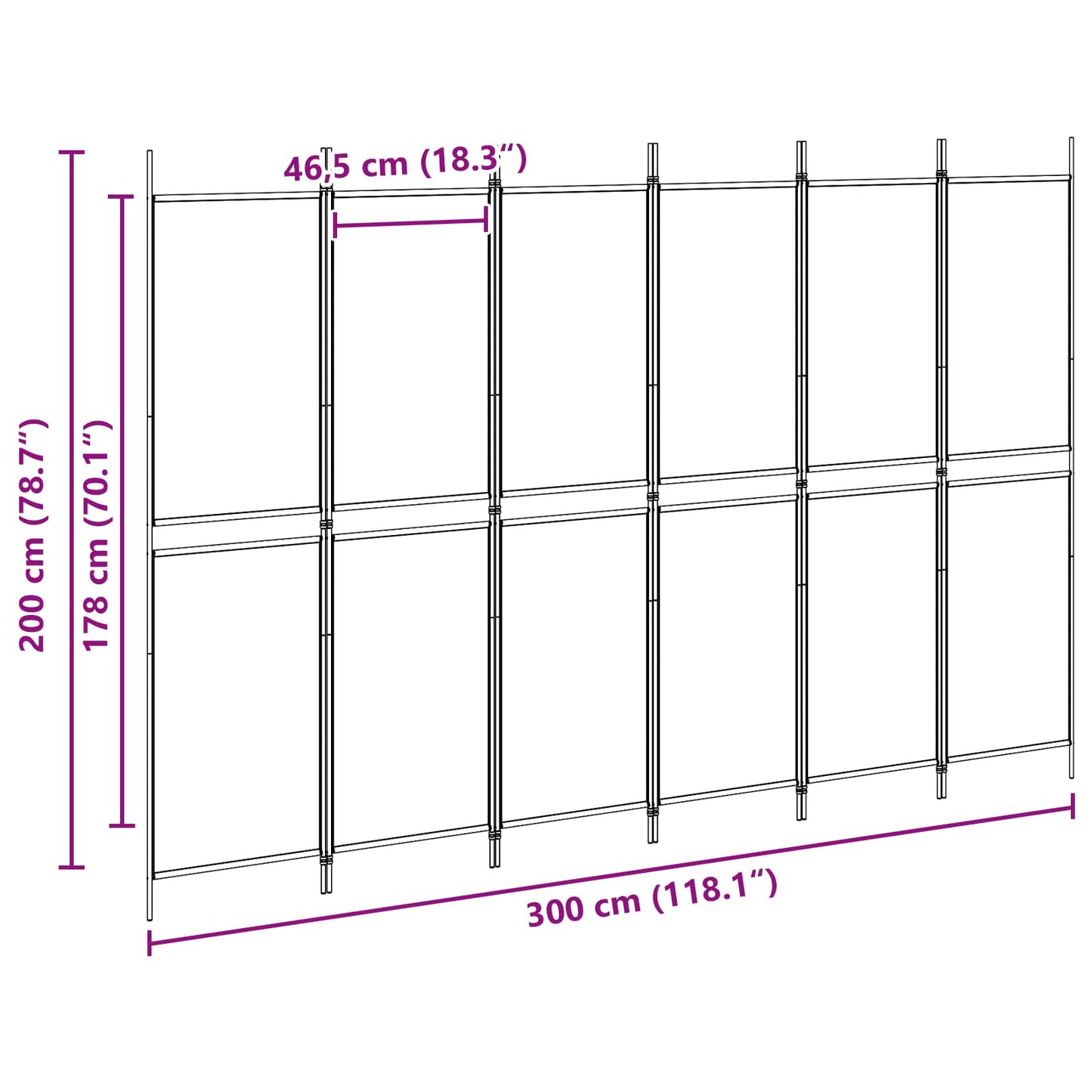 6-Panel Room Divider Beige 300 x 200 cm Fabric