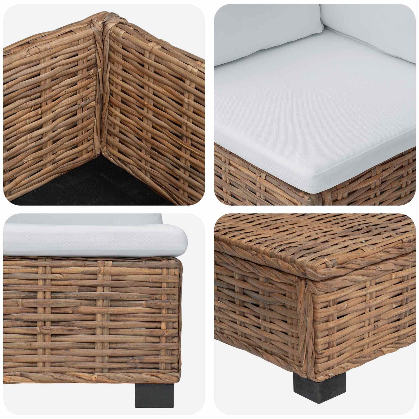4 pcs Rattan Lounge Set with Cushions GENDT Natural Rattan