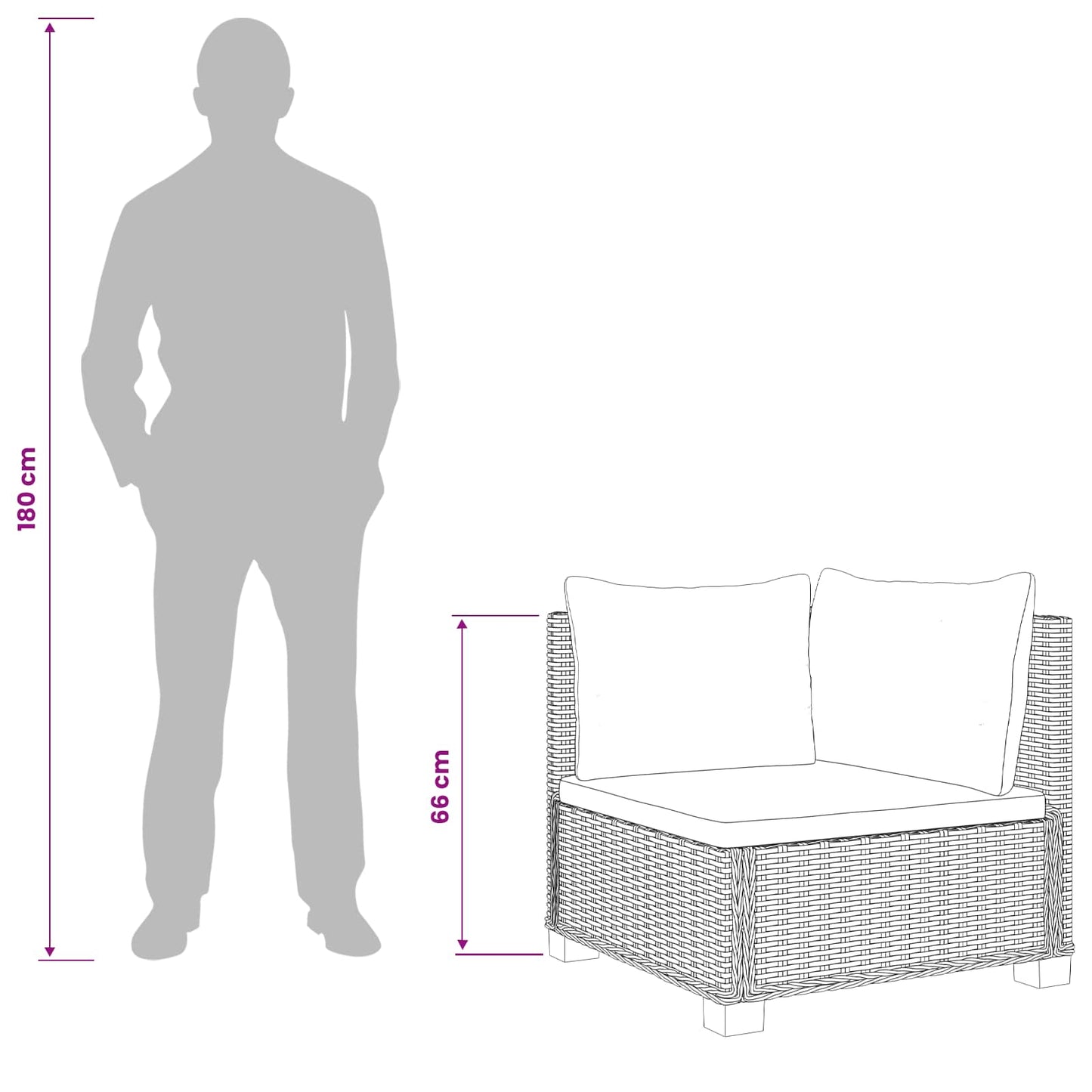 2 pcs Rattan Lounge Set with Cushions GENDT Natural Rattan