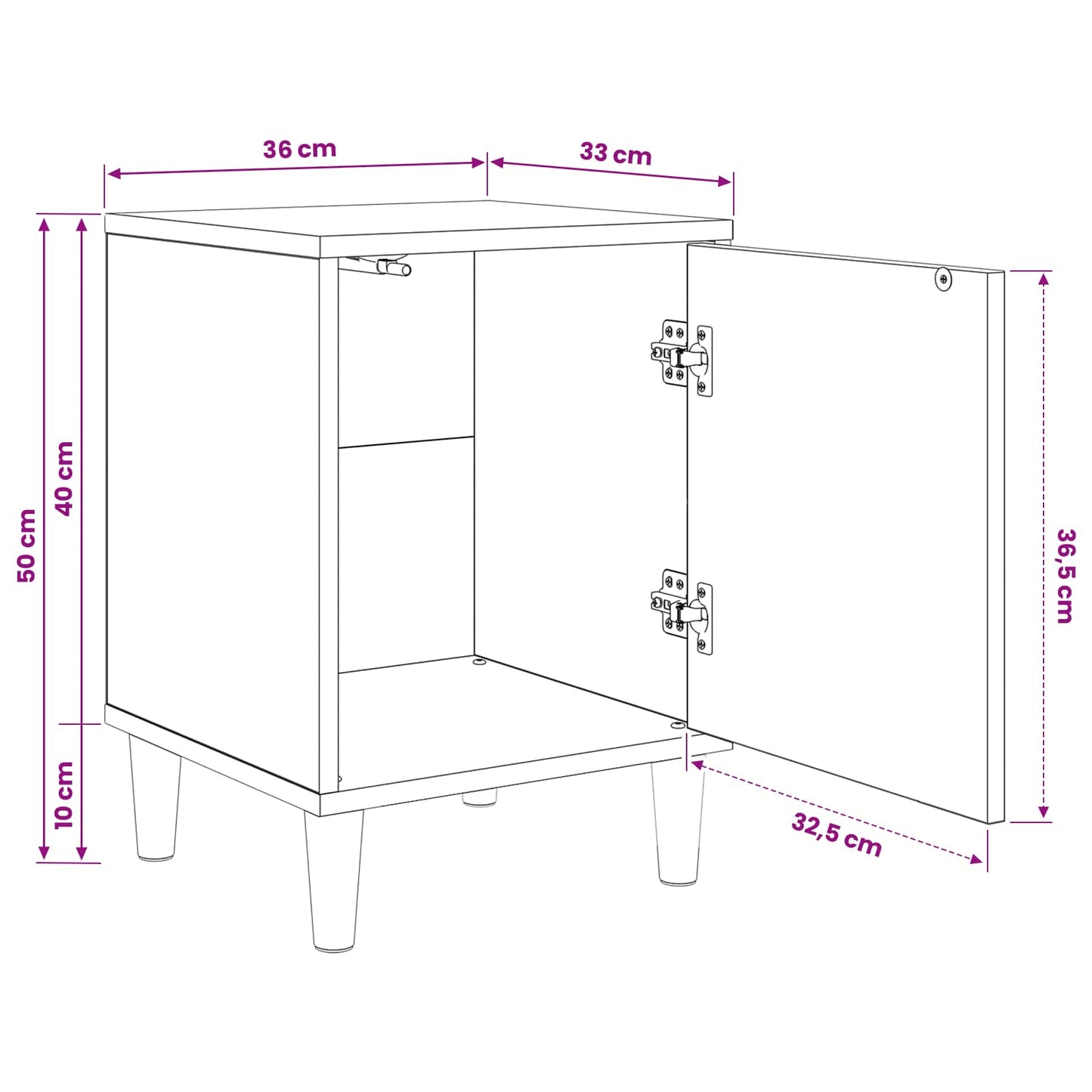 Bedside Cabinet BORNE 2 pcs Sonoma Oak 36 x 33 x 50 cm