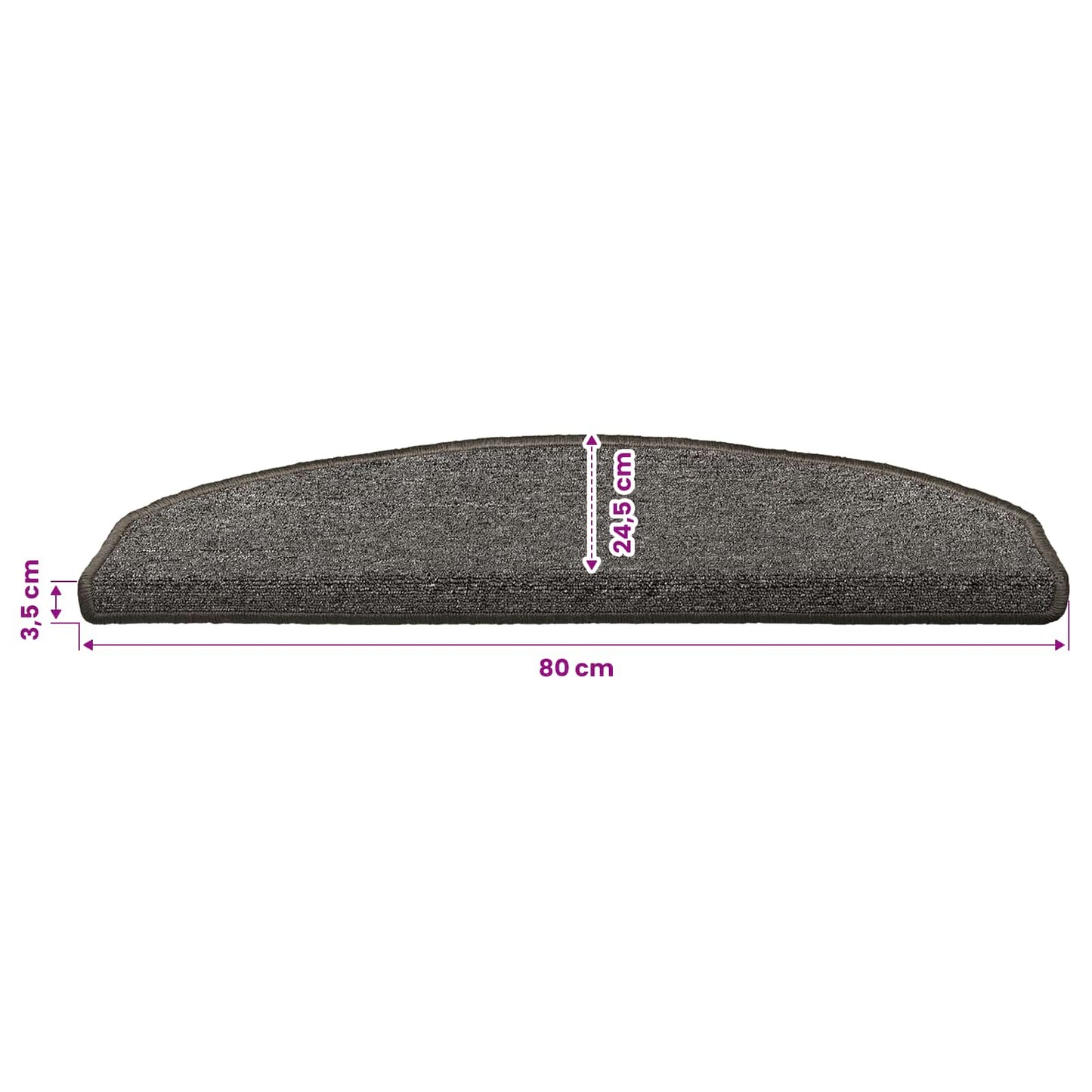 Self-adhesive Stair Mats 15 pcs 80 x 24.5 x 3.5 cm Dark Grey