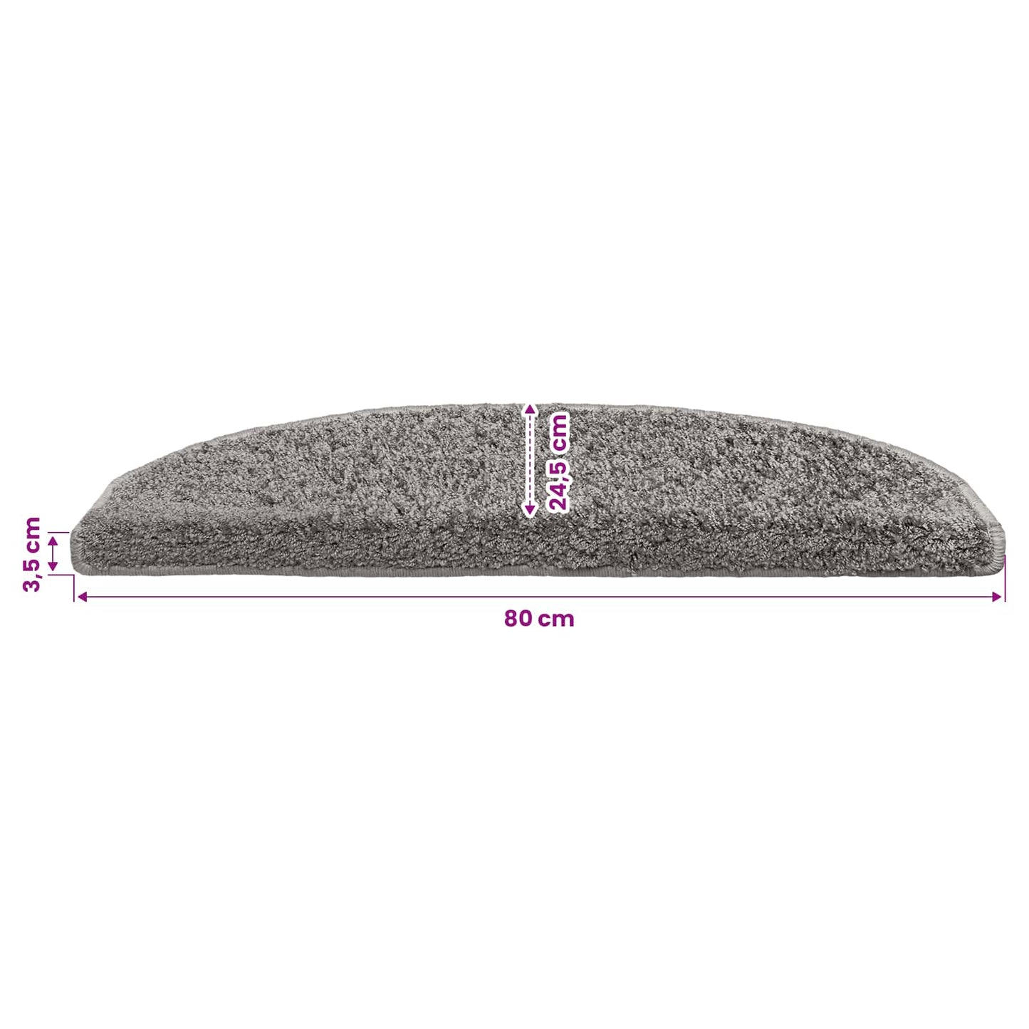 Self-adhesive Stair Mats 15 pcs 80 x 24.5 x 3.5 cm Grey