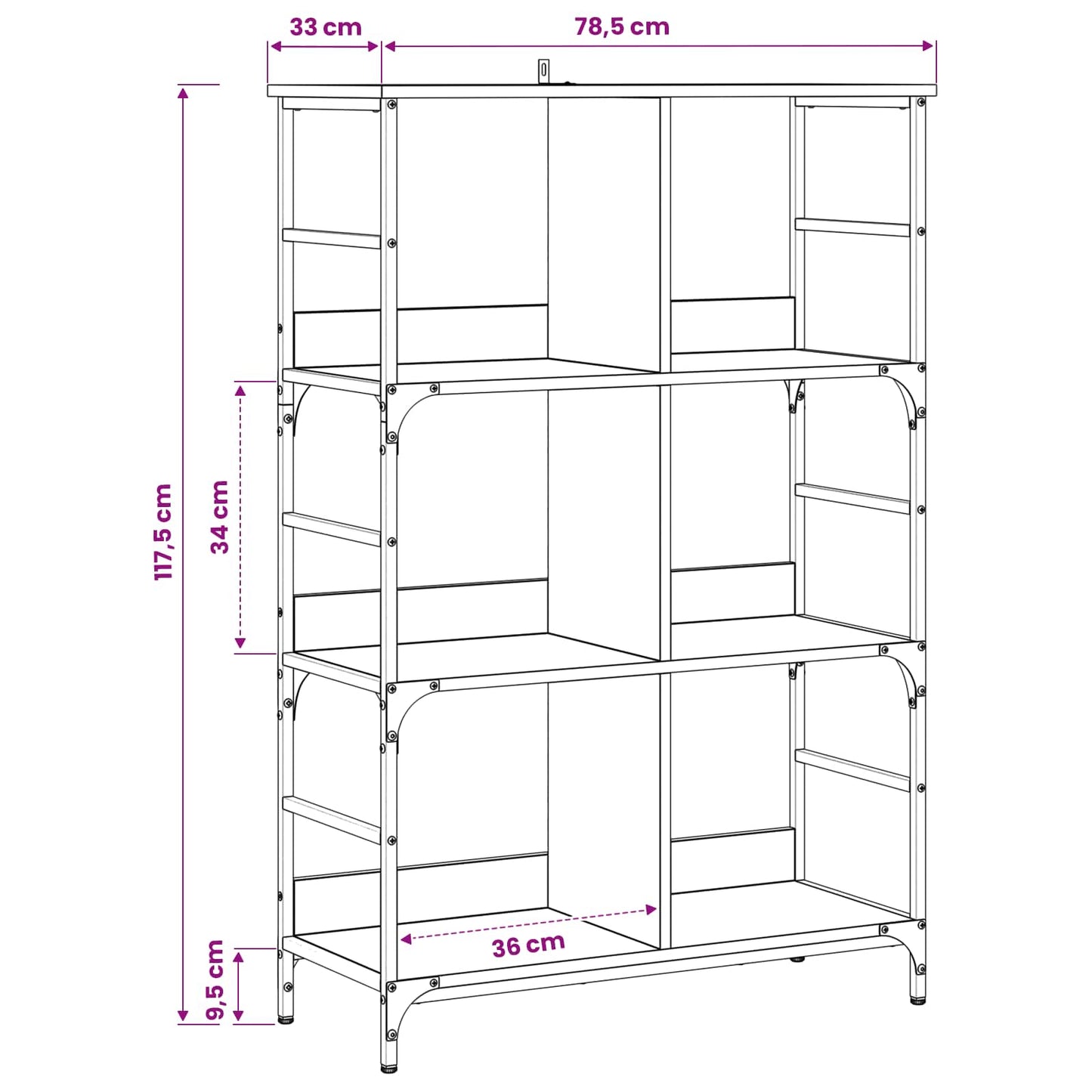 Bookshelf Old wood 78.5 x 33 x 117.5 cm metal PB