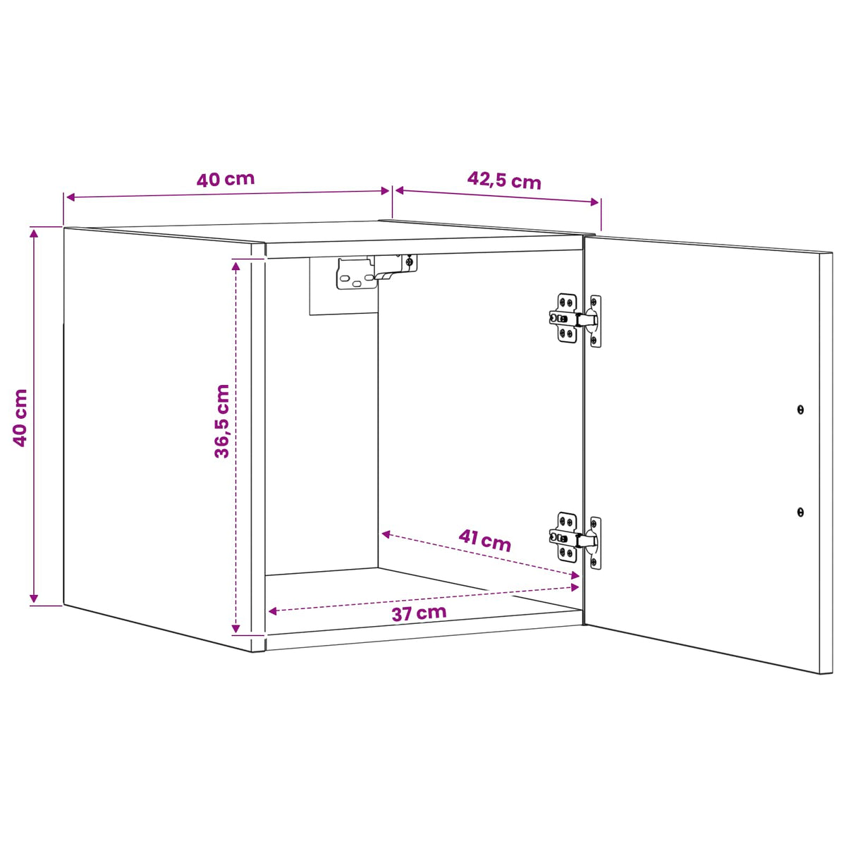 Wall Cabinet Black Oak 40 x 42.5 x 40 cm Engineered Wood