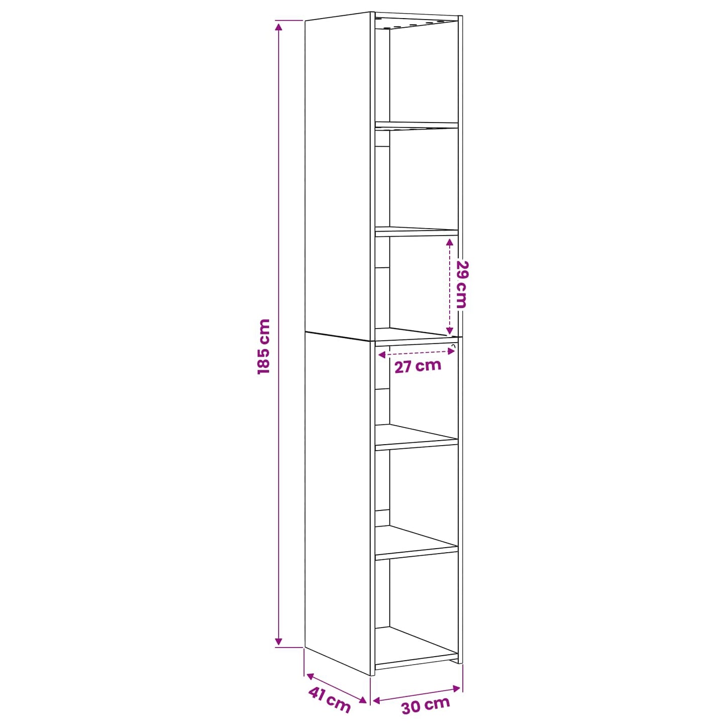 Highboard Old Wood 30 x 41 x 185 cm Engineered Wood