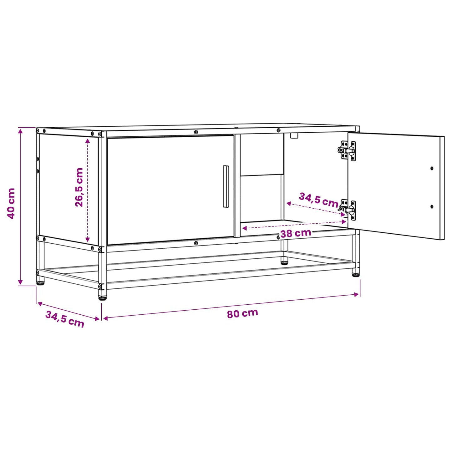 TV Cabinet 80 x 34.5 x 40 cm Black Oak Engineered Wood