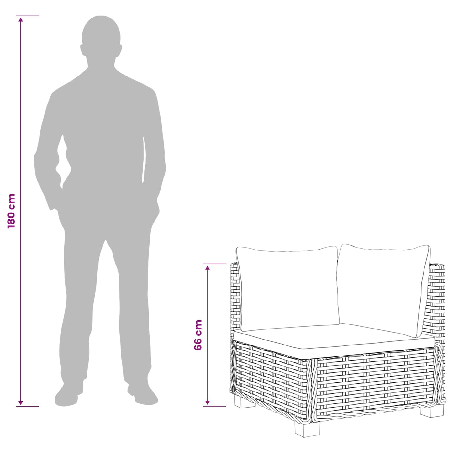 2 pcs Rattan Lounge Set with Cushions GENDT Natural Rattan