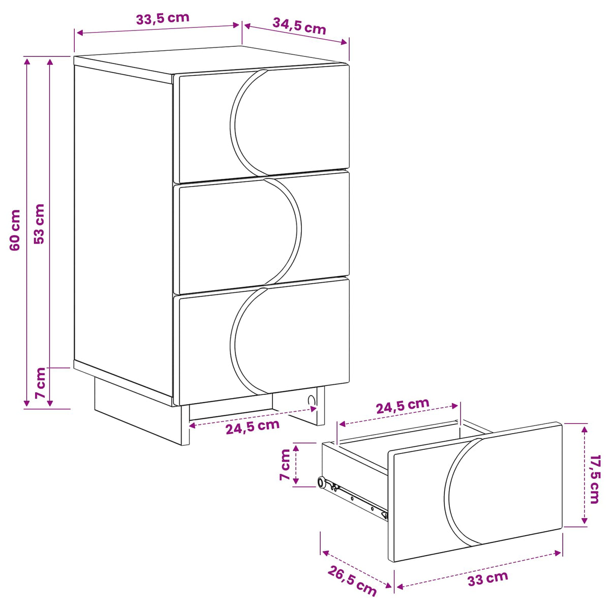 Bedside Cabinet 2 pcs Old Wood 33.5 x 34.5 x 60 cm