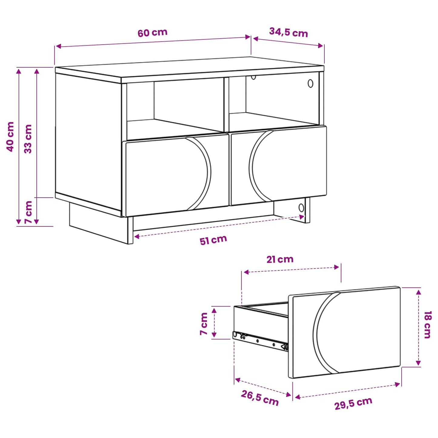 TV Stand 60 x 34.5 x 40 cm Old Wood Engineered Wood