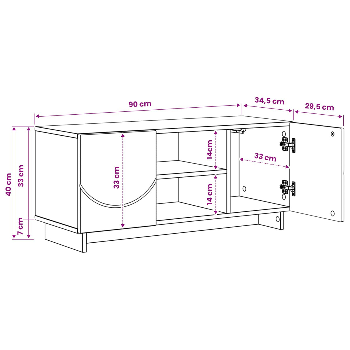 TV Stand 90 x 34.5 x 40 cm Grey Sonoma Engineered Wood
