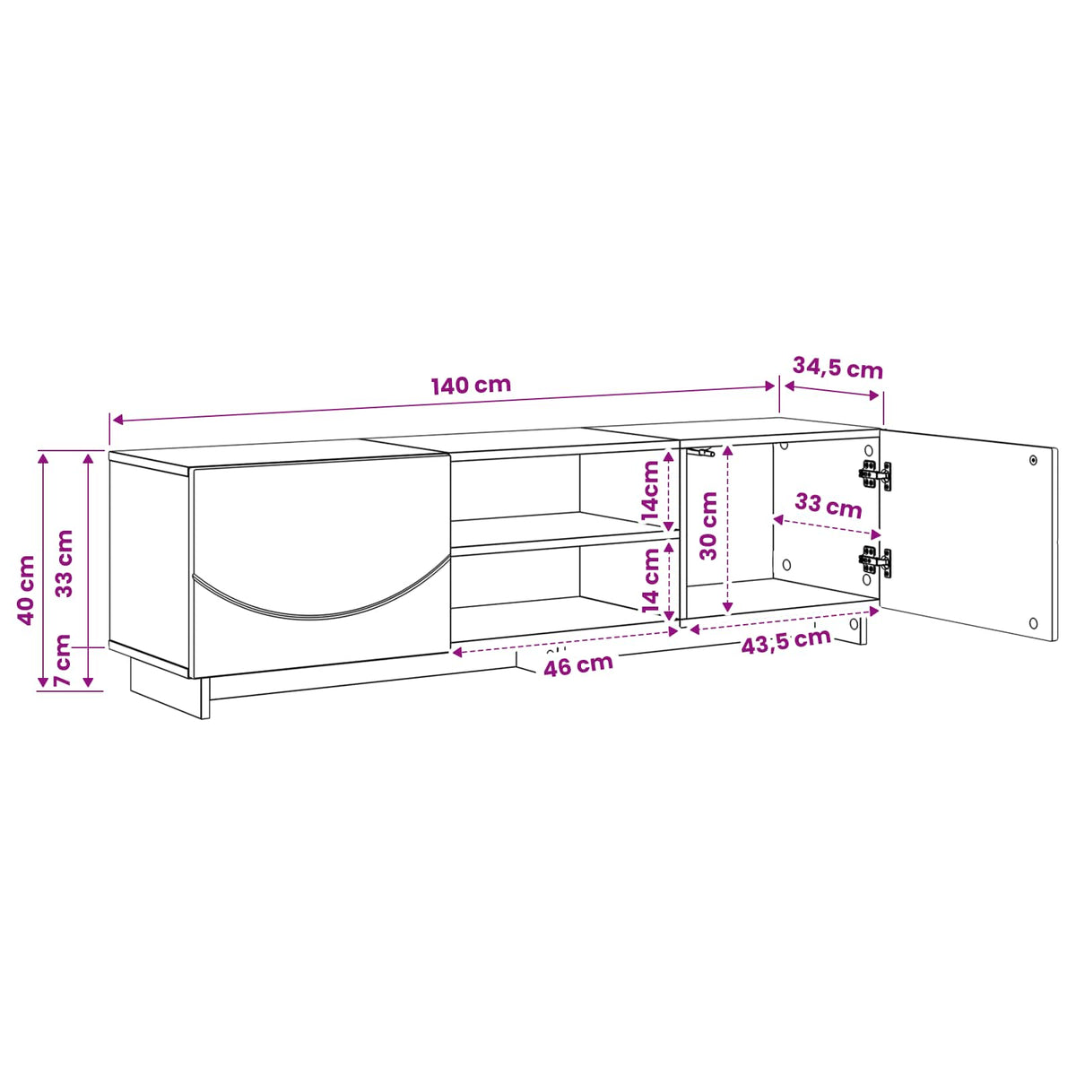 TV Stand 140 x 34.5 x 40 cm Old Wood Engineered Wood
