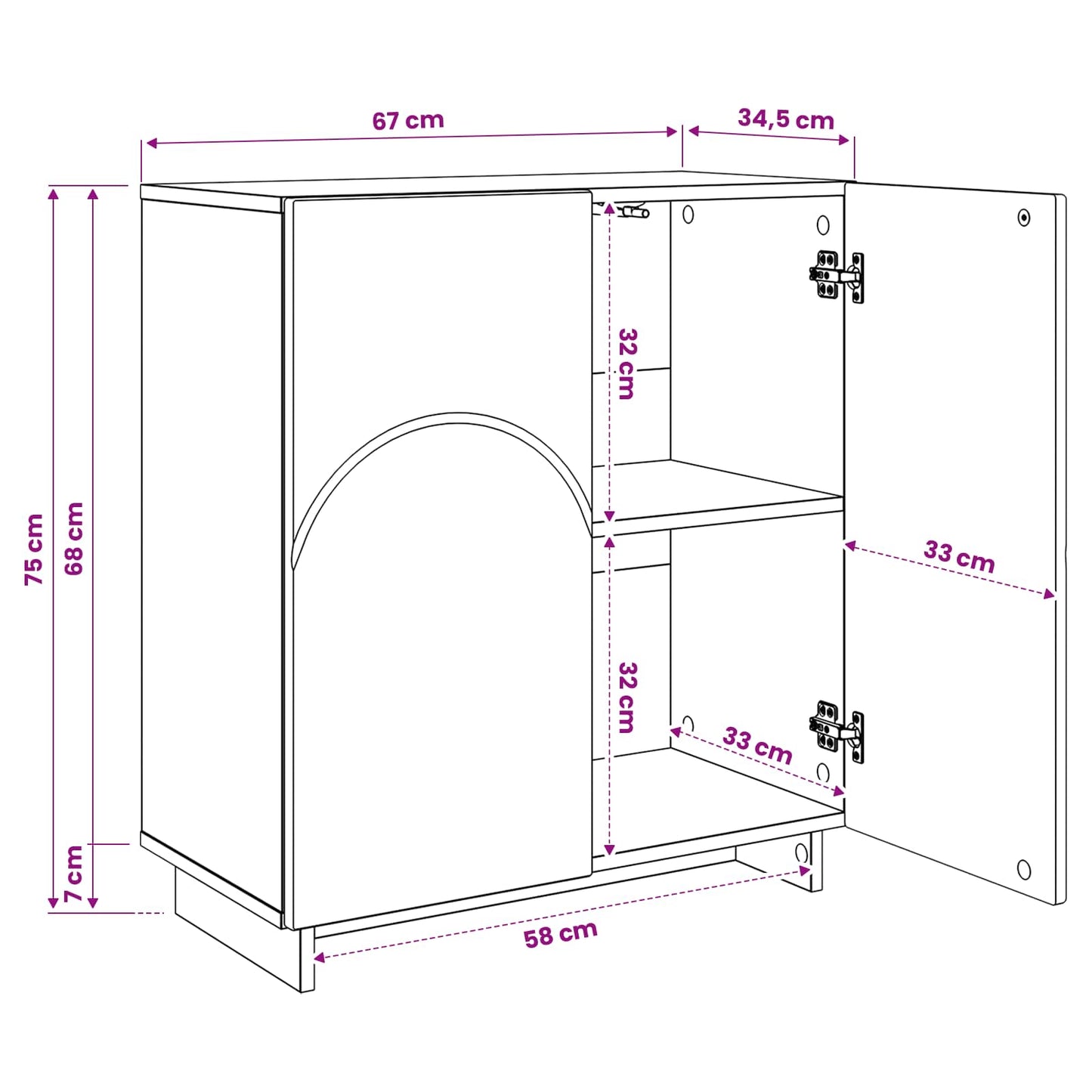 Sideboard Old Wood 67 x 34.5 x 75 cm Engineered Wood