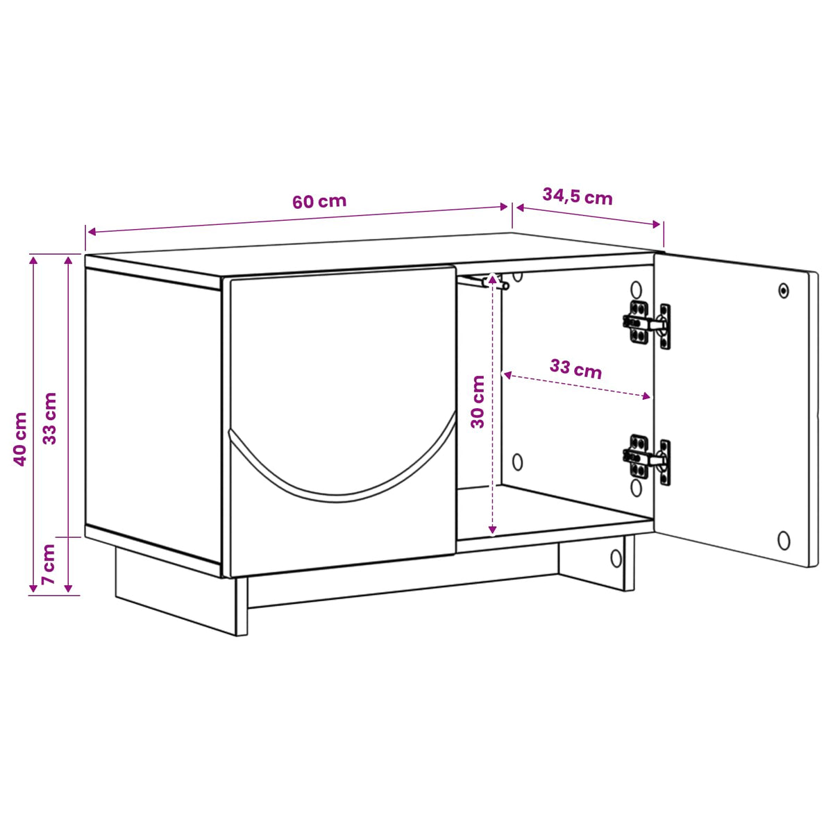 TV Stand 60 x 34.5 x 40 cm Grey Sonoma Engineered Wood
