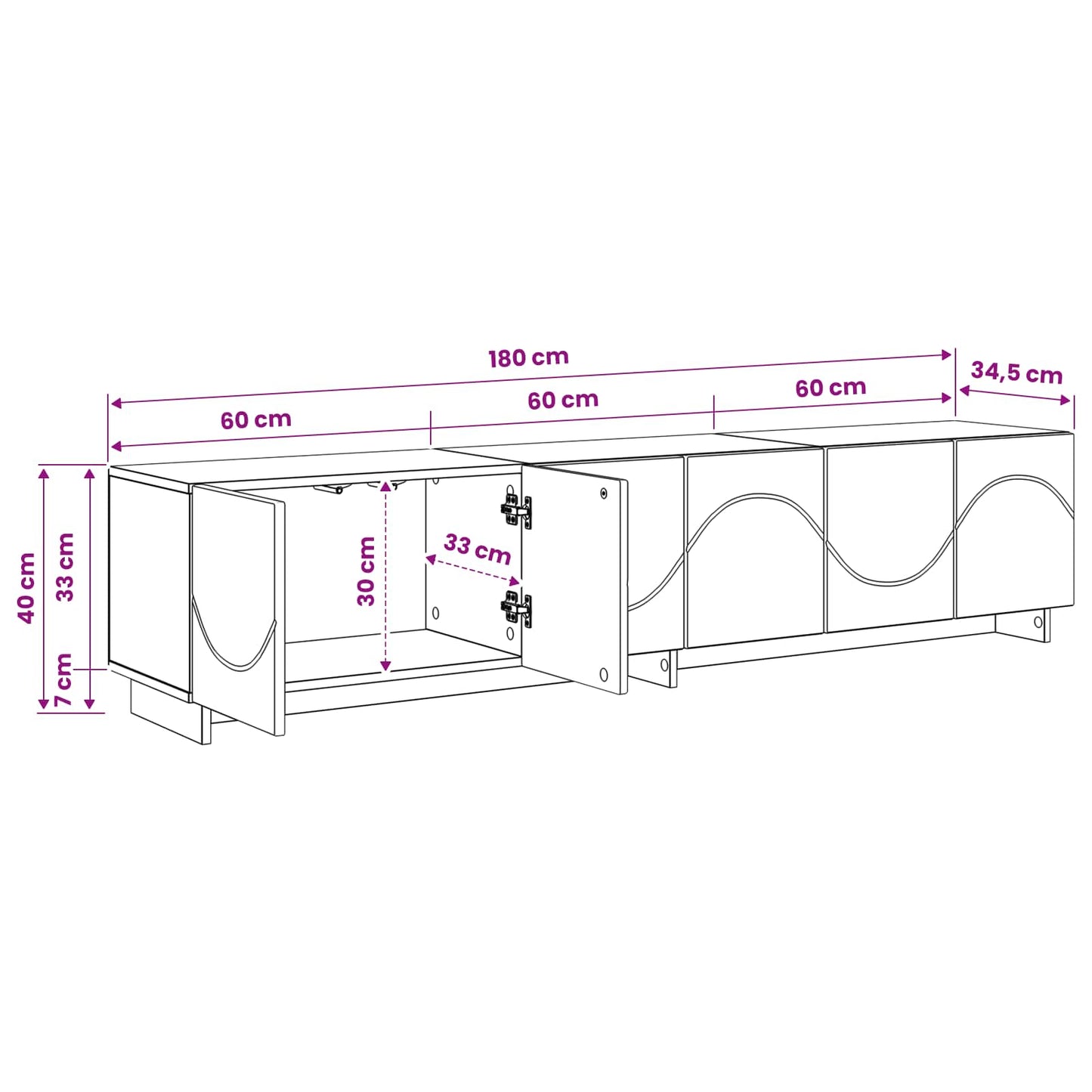 TV Stand 180 x 34.5 x 40 cm Old Wood Engineered Wood